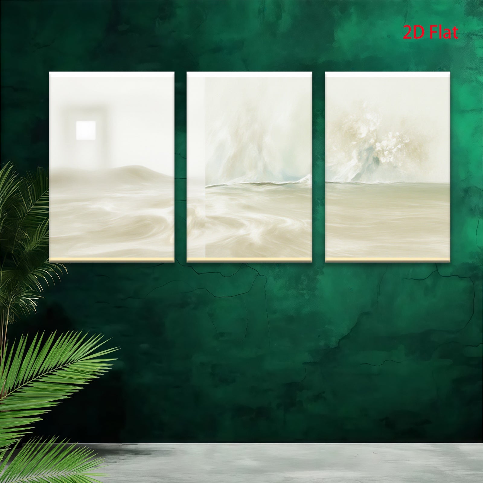 2D flat 1pc abstract neutral tones soft waves calming bedroom living room gallery wrapped canvas modern farmhouse decor