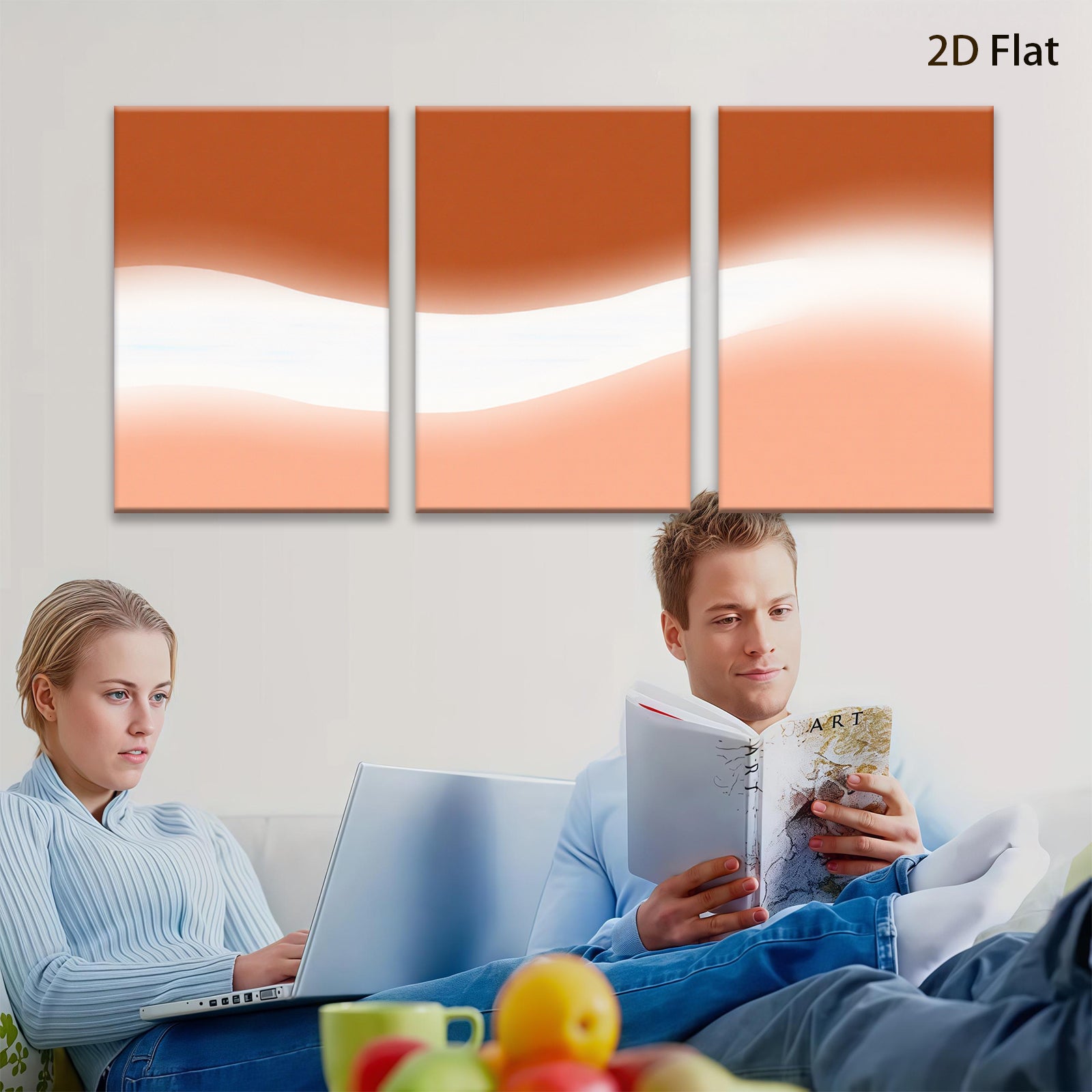 2D flat 1pc abstract orange gradient wall art modern minimalist canvas prints for living room bedroom home office decor farmhouse style gallery wrapped ready to hang