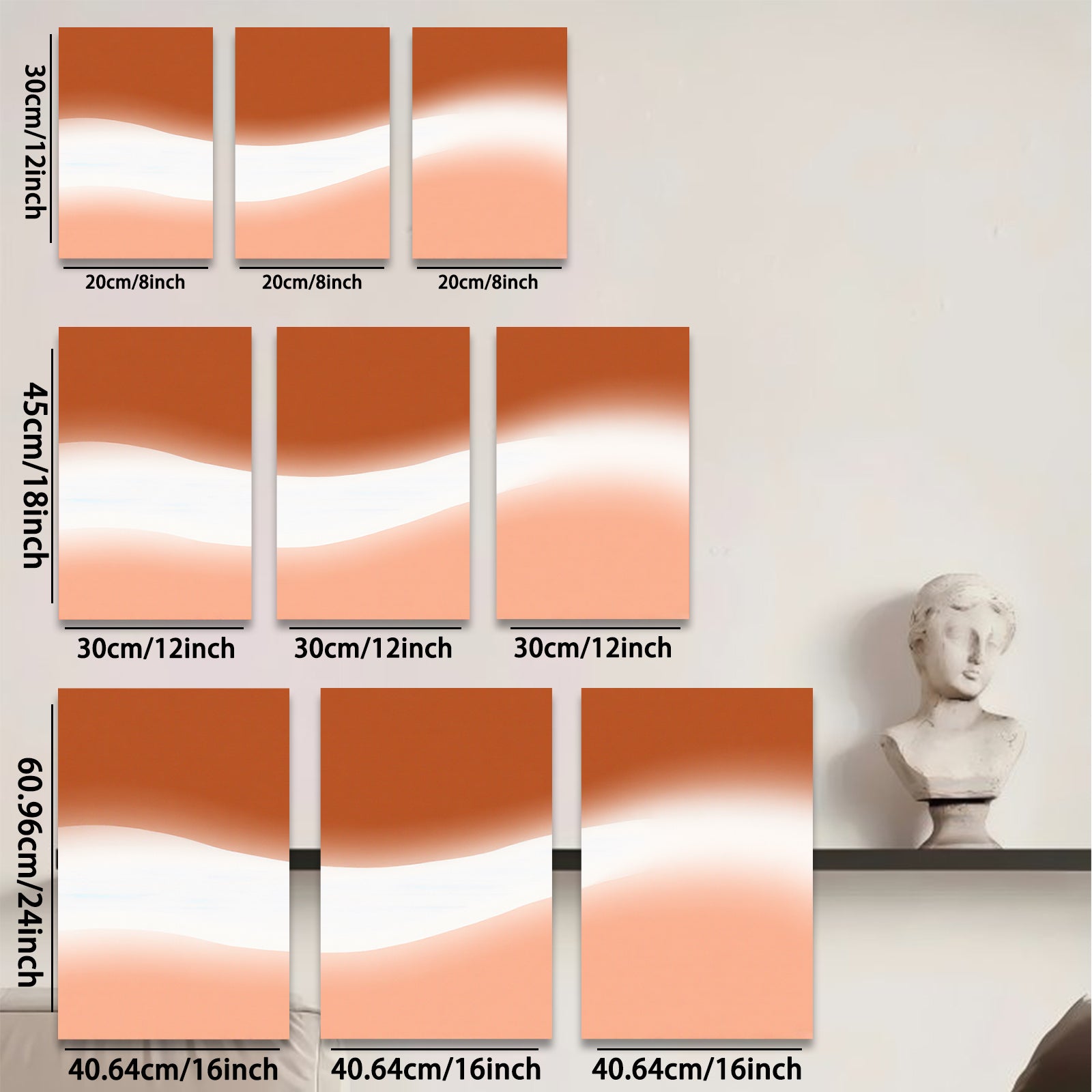 2D flat 1pc abstract orange gradient wall art modern minimalist canvas prints for living room bedroom home office decor farmhouse style gallery wrapped ready to hang
