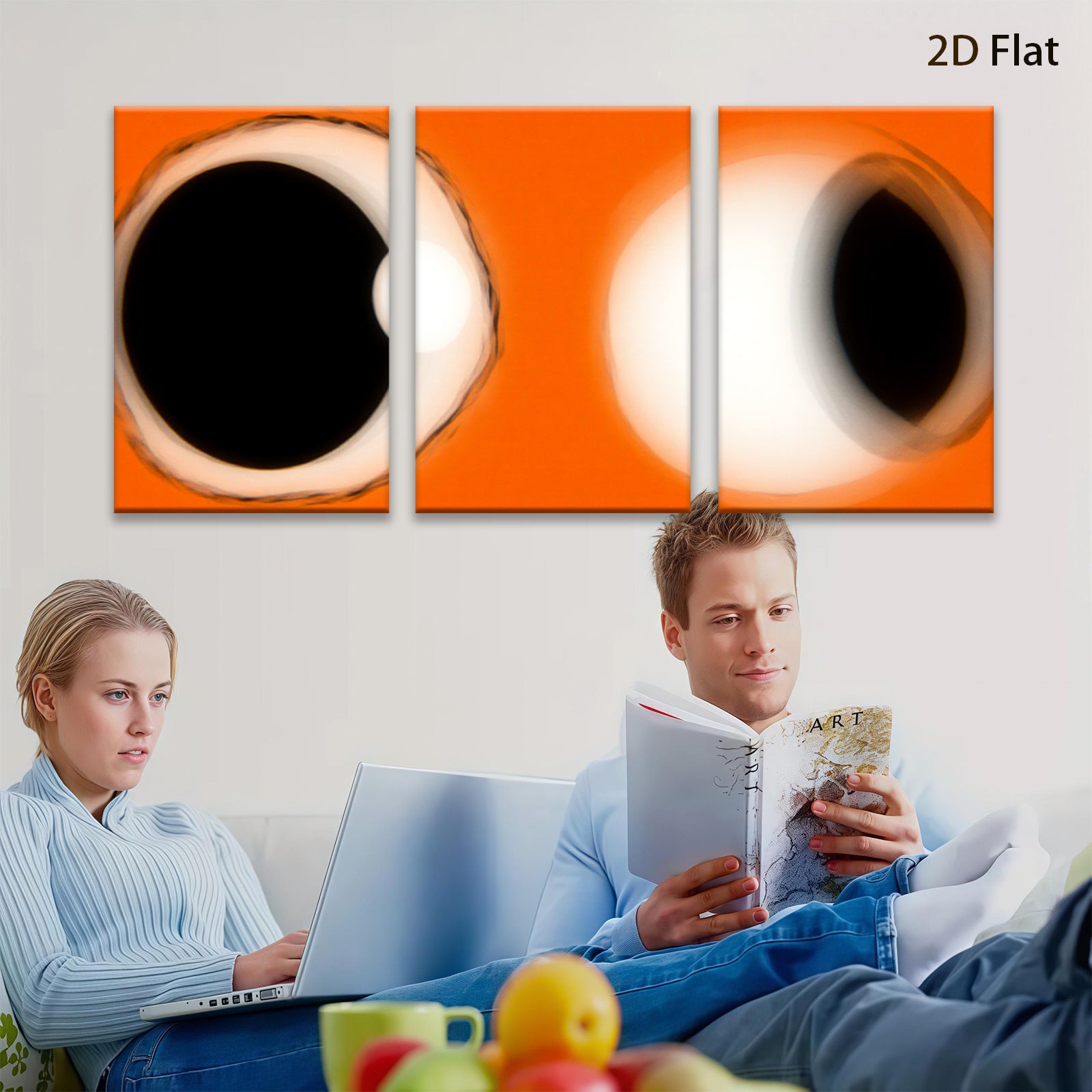 2D flat 1pc abstract orange swirl modern wall art for living room bedroom office decor farmhouse style gallery wrapped canvas prints