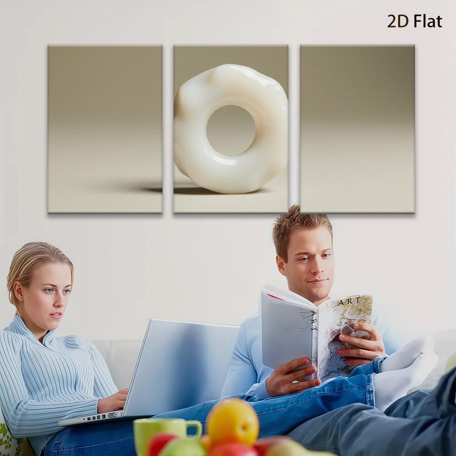 2D flat 1pc abstract organic loop sculpture modern minimalist wall art bedroom living room d��cor farmhouse chic gallery wrapped canvas print