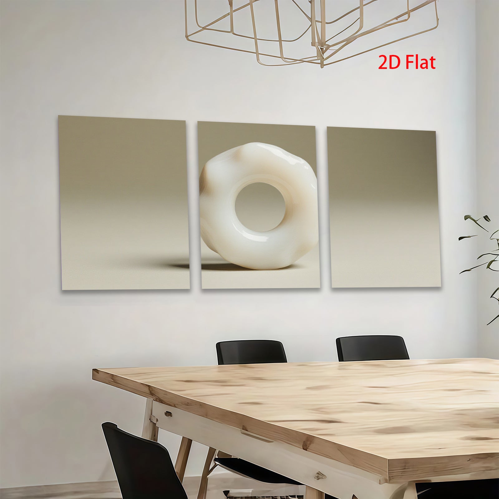 2D flat 1pc abstract organic loop sculpture modern minimalist wall art bedroom living room d��cor farmhouse chic gallery wrapped canvas print