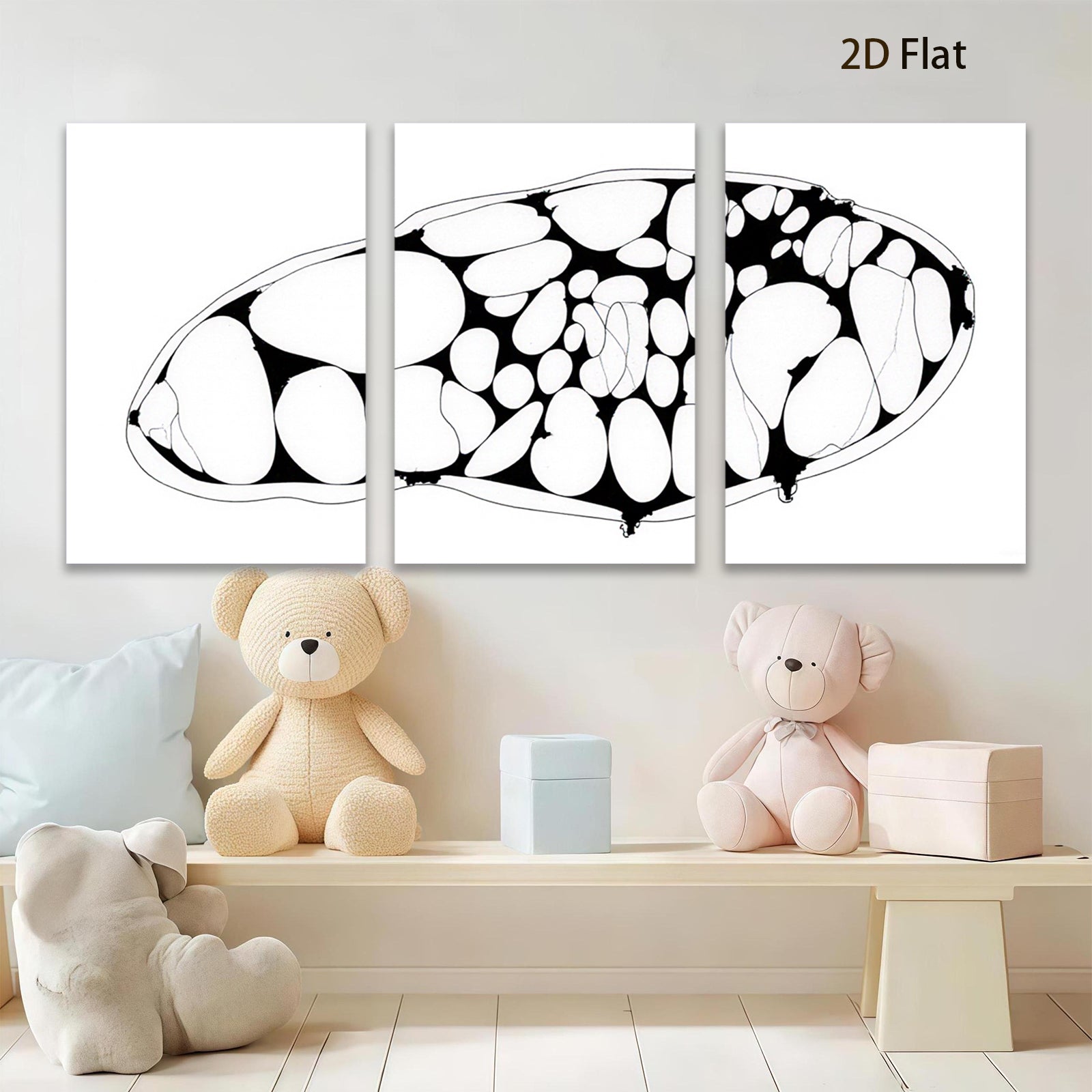 2D flat 1pc abstract organic shapes minimalist wall art modern farmhouse living room decor bedroom gallery wrapped canvas print statement piece