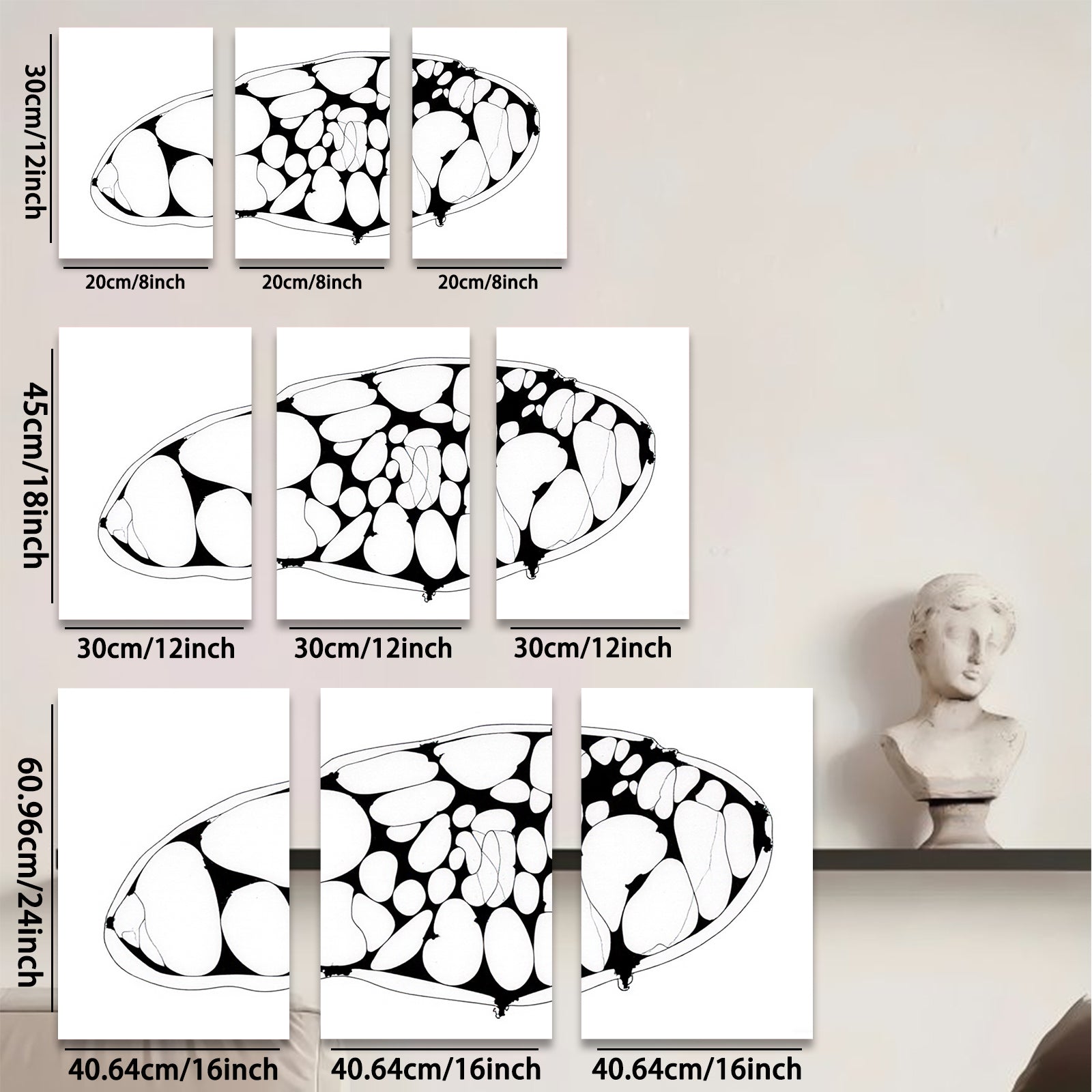 2D flat 1pc abstract organic shapes minimalist wall art modern farmhouse living room decor bedroom gallery wrapped canvas print statement piece