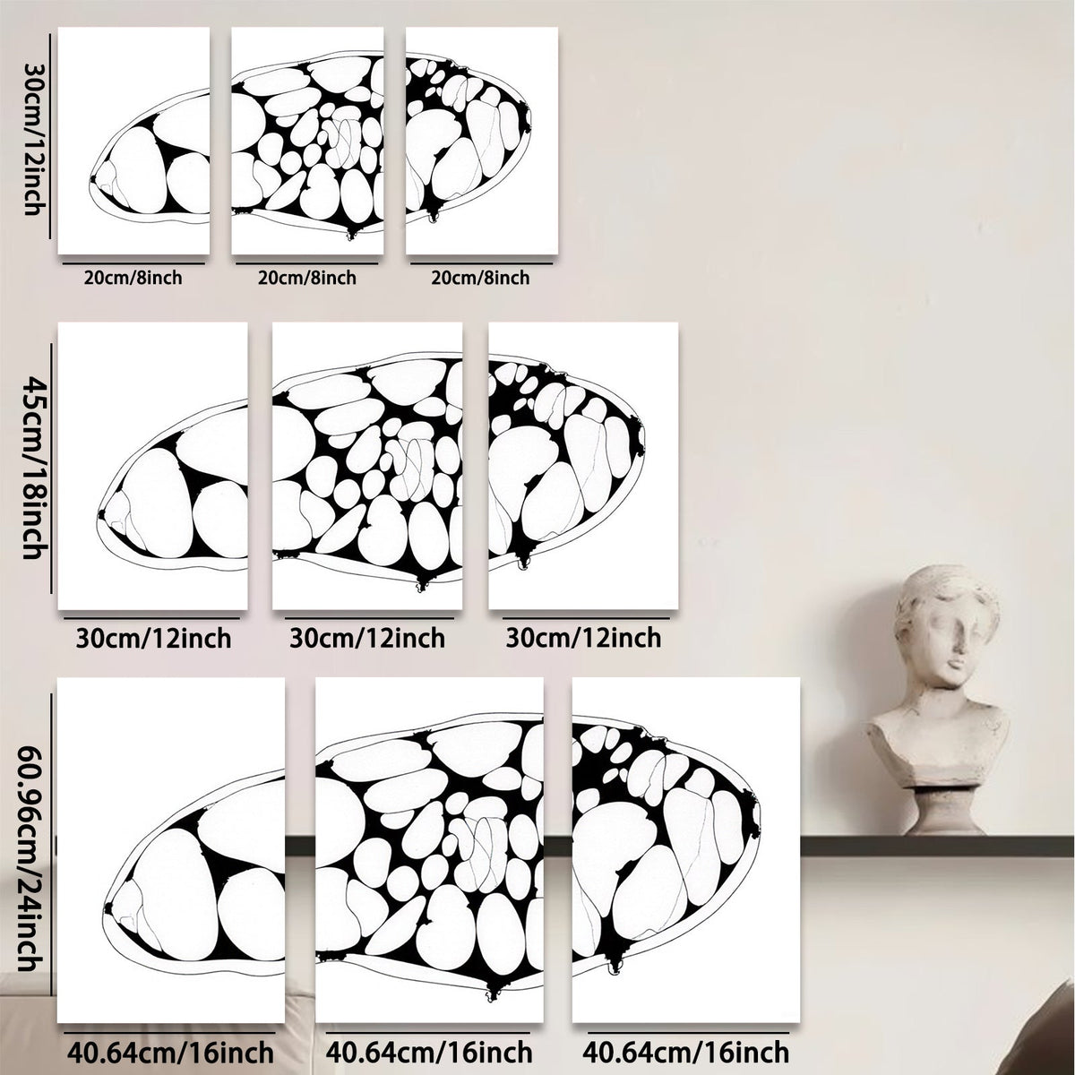 2D flat 1pc abstract organic shapes minimalist wall art modern farmhouse living room decor bedroom gallery wrapped canvas print statement piece