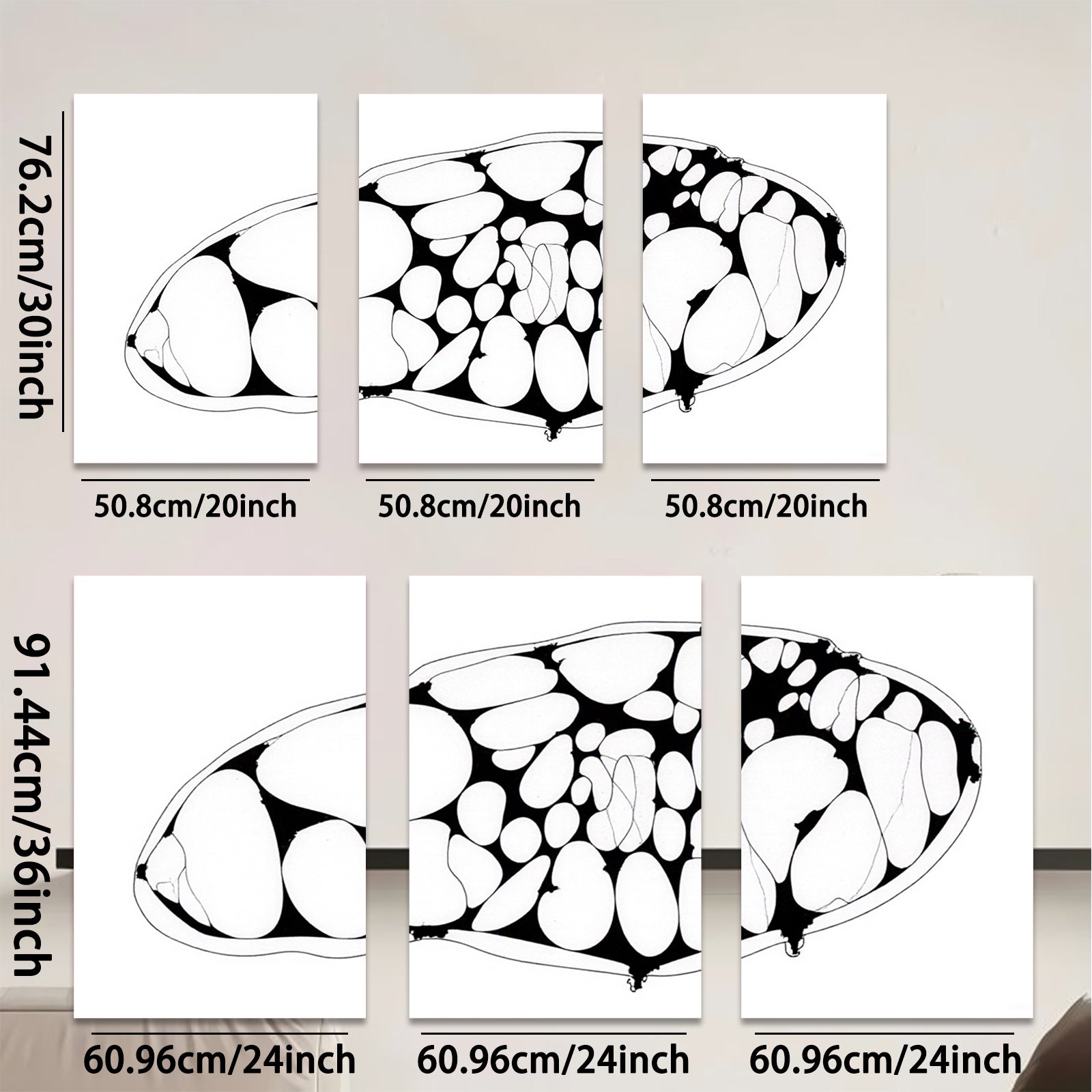 2D flat 1pc abstract organic shapes minimalist wall art modern farmhouse living room decor bedroom gallery wrapped canvas print statement piece