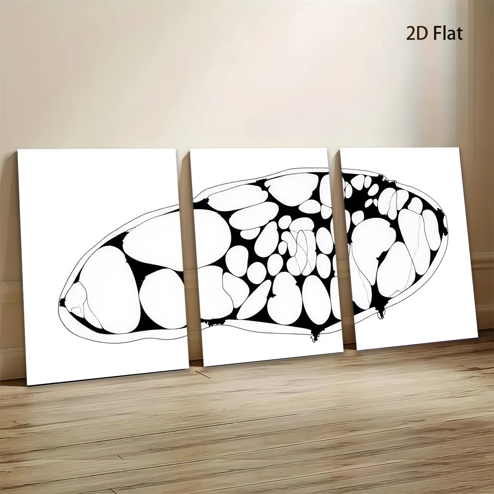 2D flat 1pc abstract organic shapes minimalist wall art modern farmhouse living room decor bedroom gallery wrapped canvas print statement piece