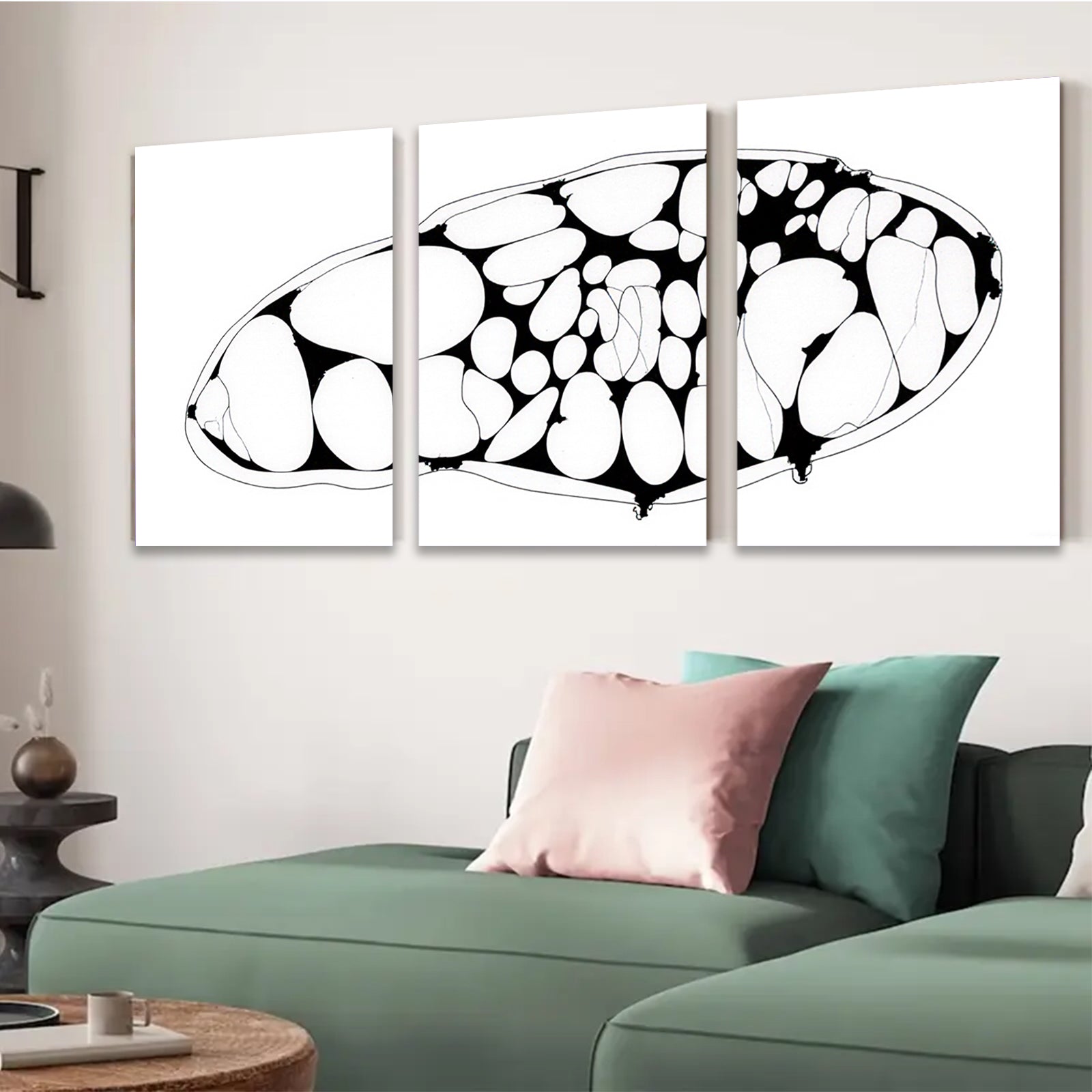 2D flat 1pc abstract organic shapes minimalist wall art modern farmhouse living room decor bedroom gallery wrapped canvas print statement piece