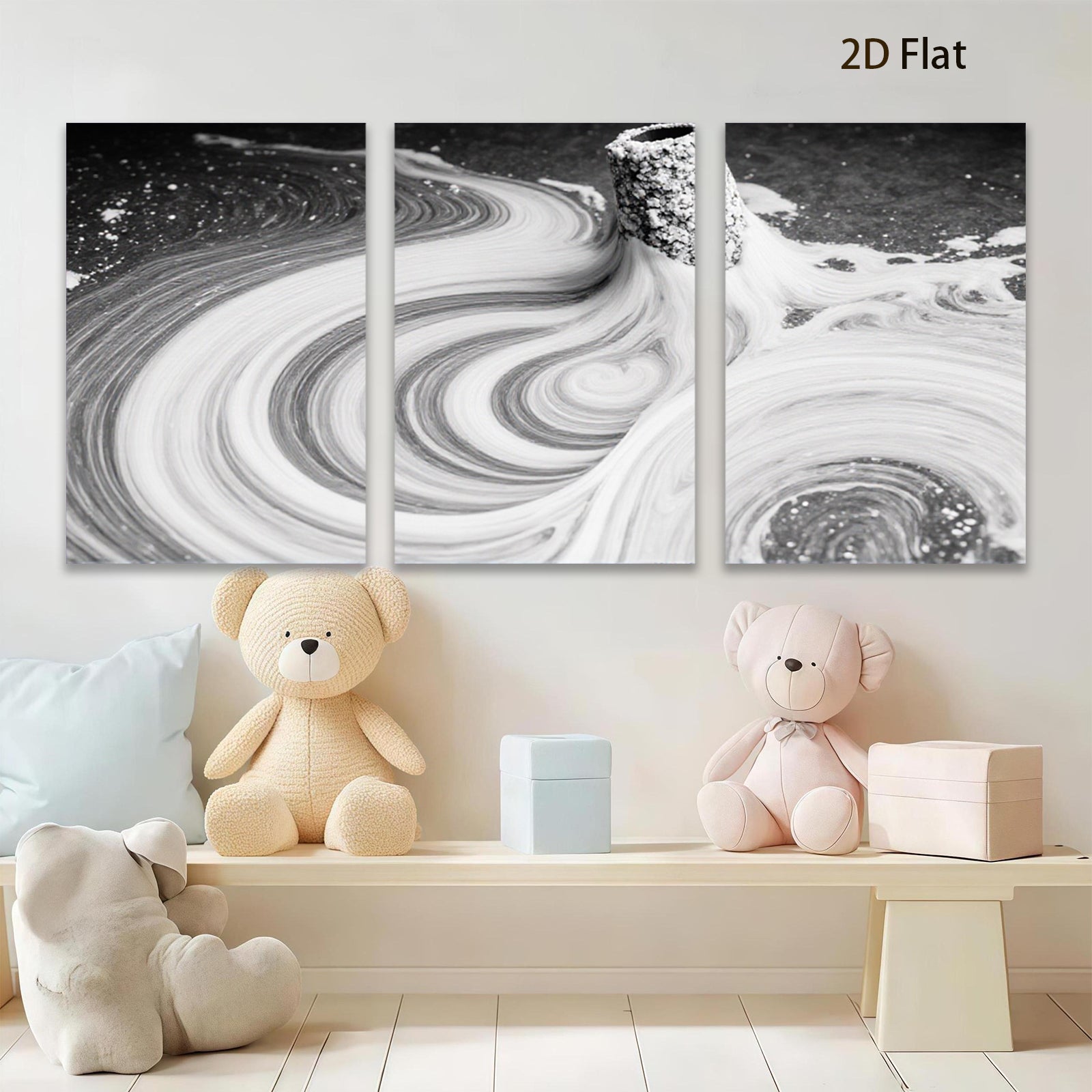 2D flat 1pc abstract paint swirl canvas wall art modern farmhouse decor living room bedroom gallery wrapped ready to hang botanical nature