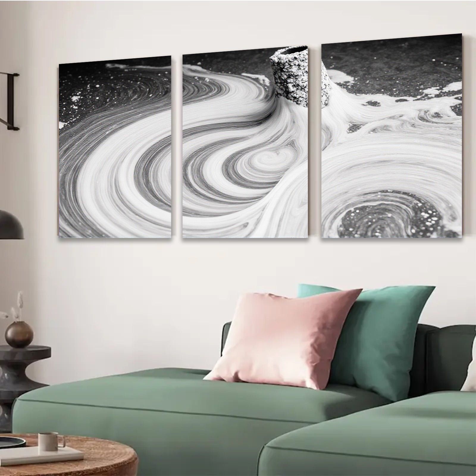 2D flat 1pc abstract paint swirl canvas wall art modern farmhouse decor living room bedroom gallery wrapped ready to hang botanical nature