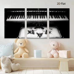 2D flat 1pc abstract piano keyboard musical instrument wall art canvas prints for living room bedroom office decor gallery wrapped farmhouse style modern minimalist