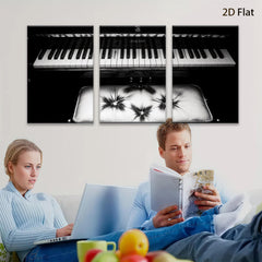 2D flat 1pc abstract piano keyboard musical instrument wall art canvas prints for living room bedroom office decor gallery wrapped farmhouse style modern minimalist