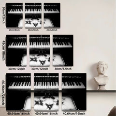 2D flat 1pc abstract piano keyboard musical instrument wall art canvas prints for living room bedroom office decor gallery wrapped farmhouse style modern minimalist