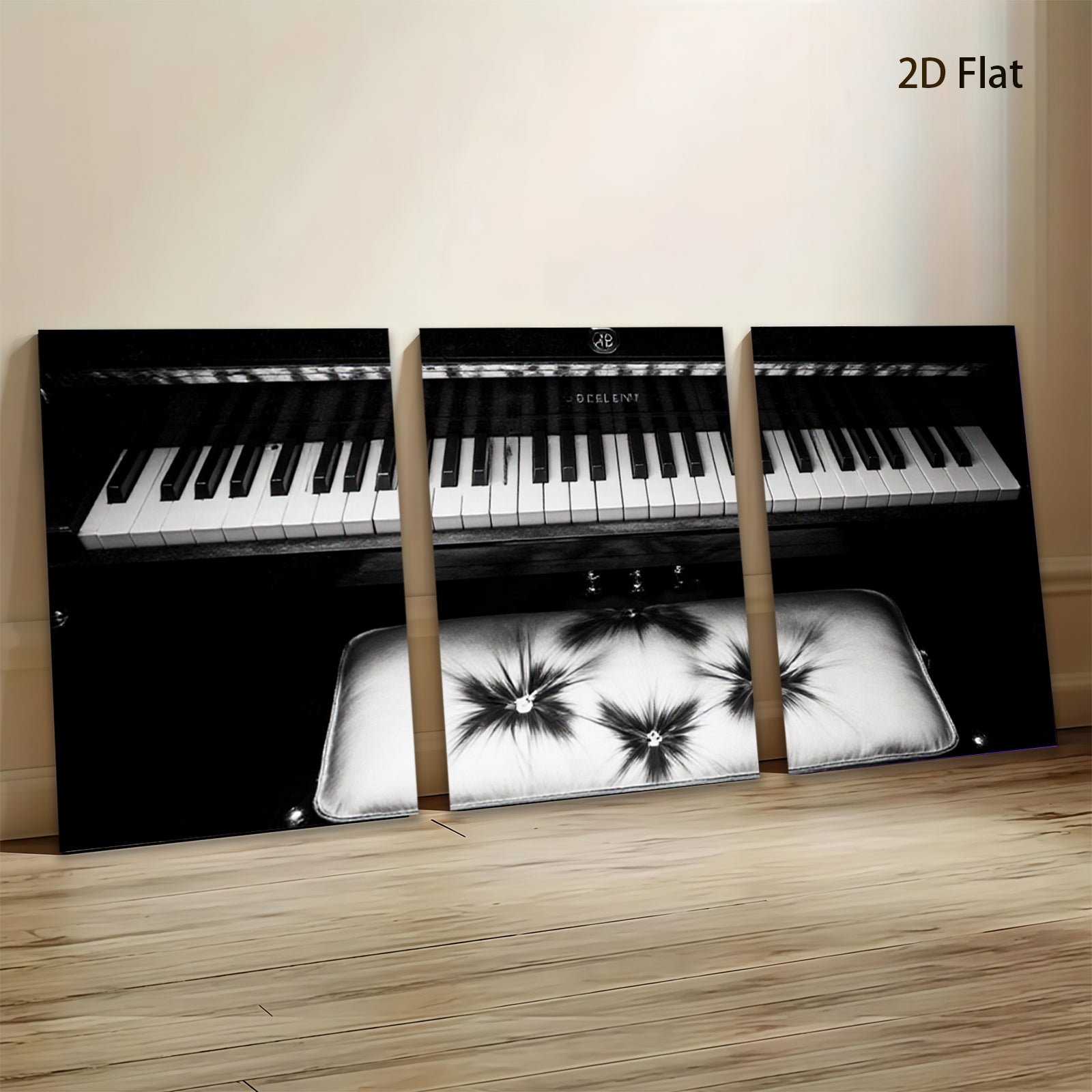 2D flat 1pc abstract piano keyboard musical instrument wall art canvas prints for living room bedroom office decor gallery wrapped farmhouse style modern minimalist