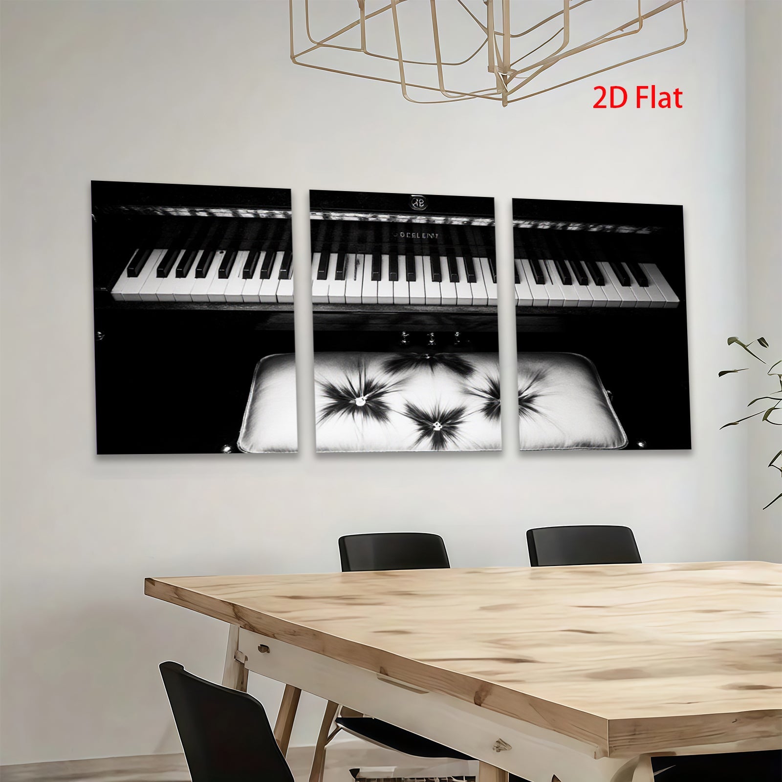 2D flat 1pc abstract piano keyboard musical instrument wall art canvas prints for living room bedroom office decor gallery wrapped farmhouse style modern minimalist