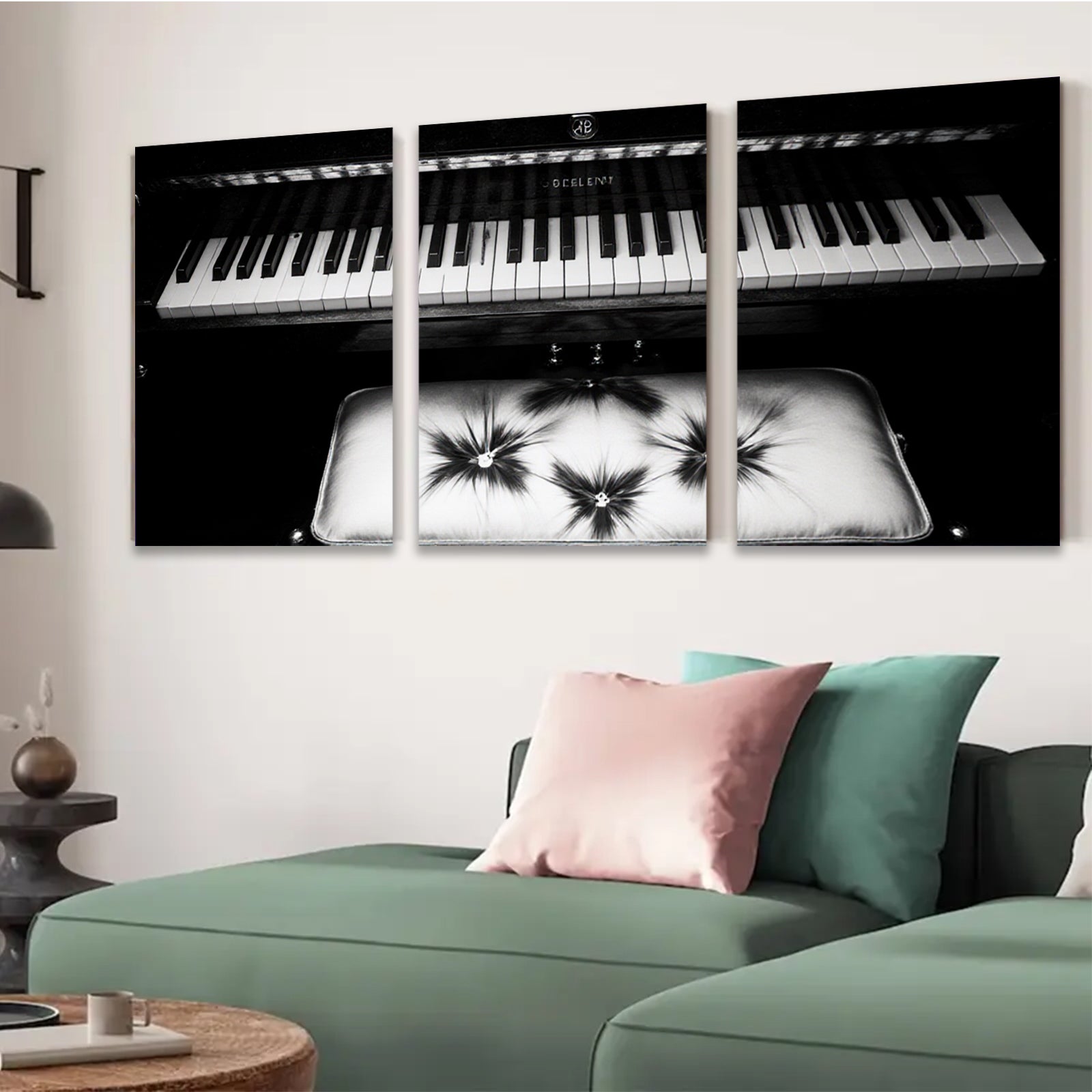 2D flat 1pc abstract piano keyboard musical instrument wall art canvas prints for living room bedroom office decor gallery wrapped farmhouse style modern minimalist