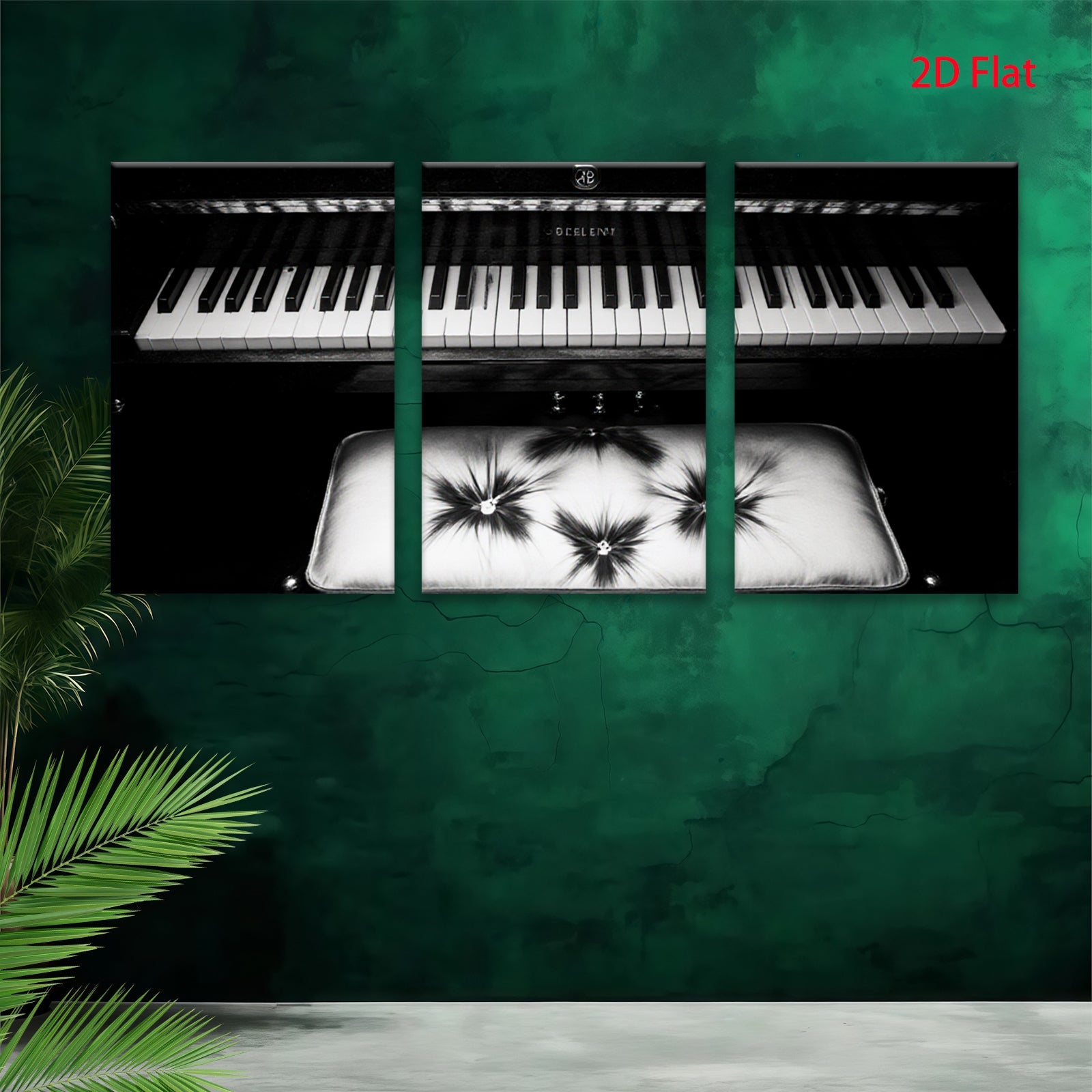 2D flat 1pc abstract piano keyboard musical instrument wall art canvas prints for living room bedroom office decor gallery wrapped farmhouse style modern minimalist