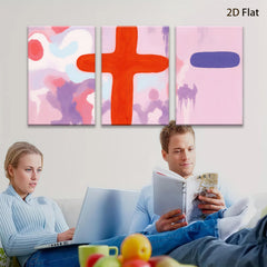 2D flat 1pc abstract pink purple red brushstroke wall art modern farmhouse living room bedroom decor gallery wrapped canvas prints statement piece