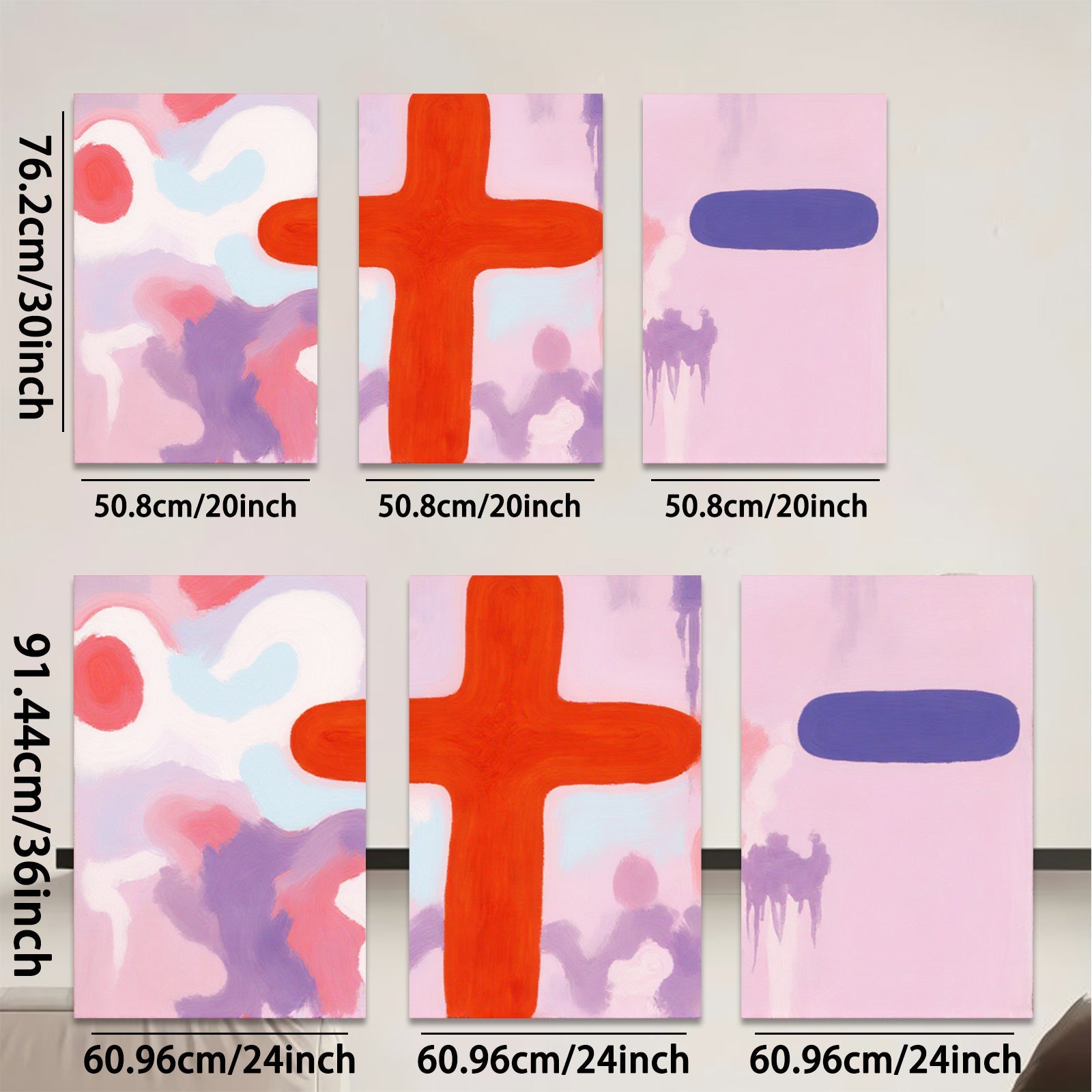 2D flat 1pc abstract pink purple red brushstroke wall art modern farmhouse living room bedroom decor gallery wrapped canvas prints statement piece