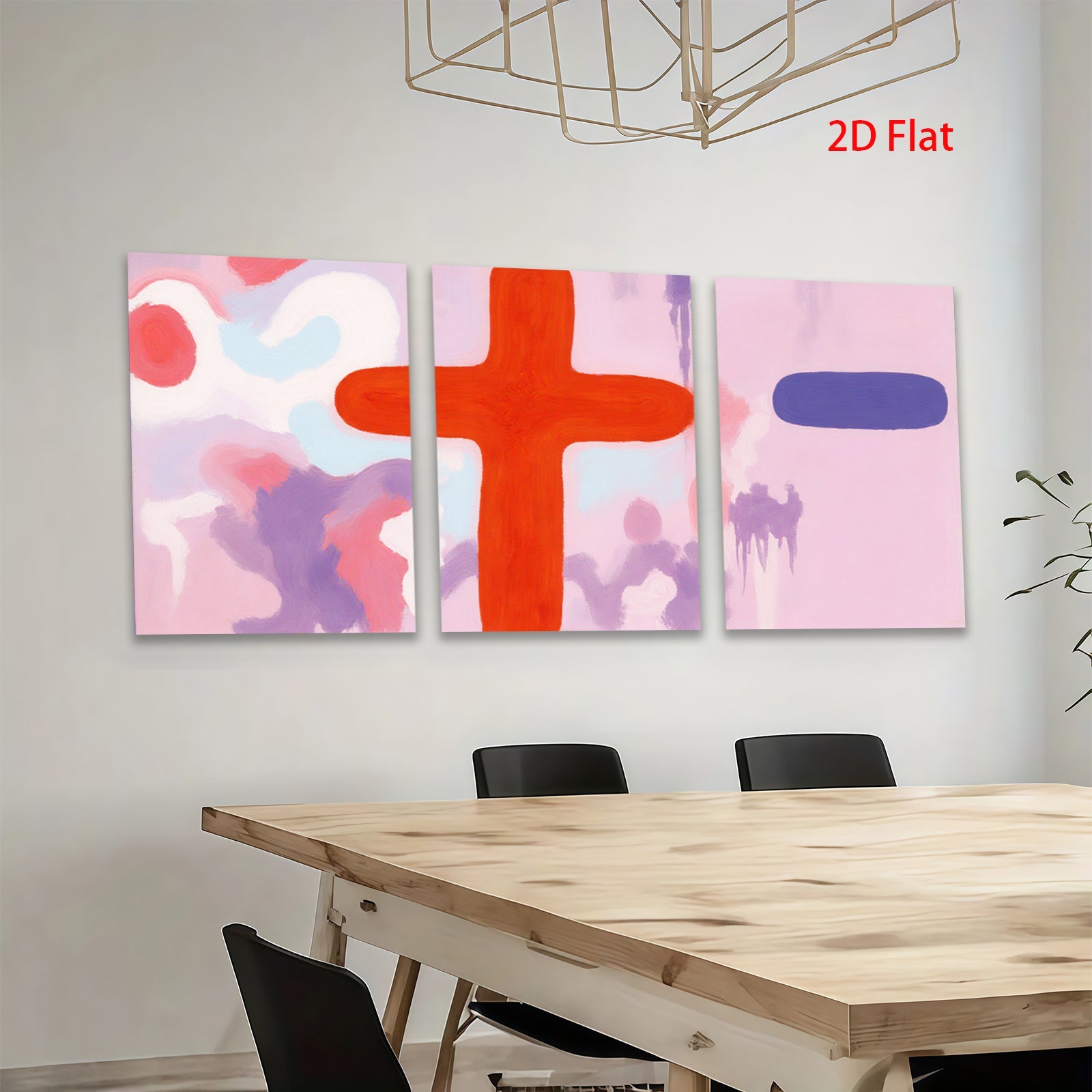 2D flat 1pc abstract pink purple red brushstroke wall art modern farmhouse living room bedroom decor gallery wrapped canvas prints statement piece