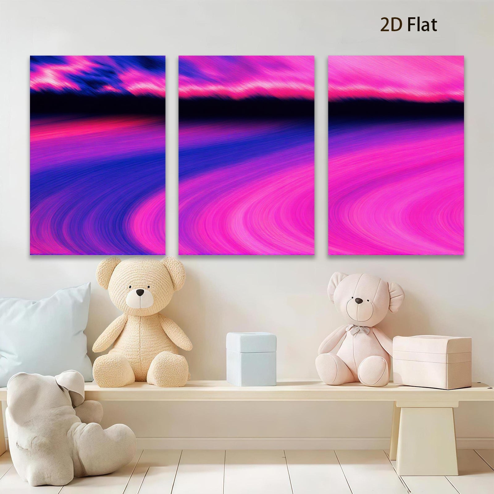 2D flat 1pc abstract pink waves modern wall art bedroom living room gallery wrapped canvas farmhouse style decor minimalist aesthetic trending now