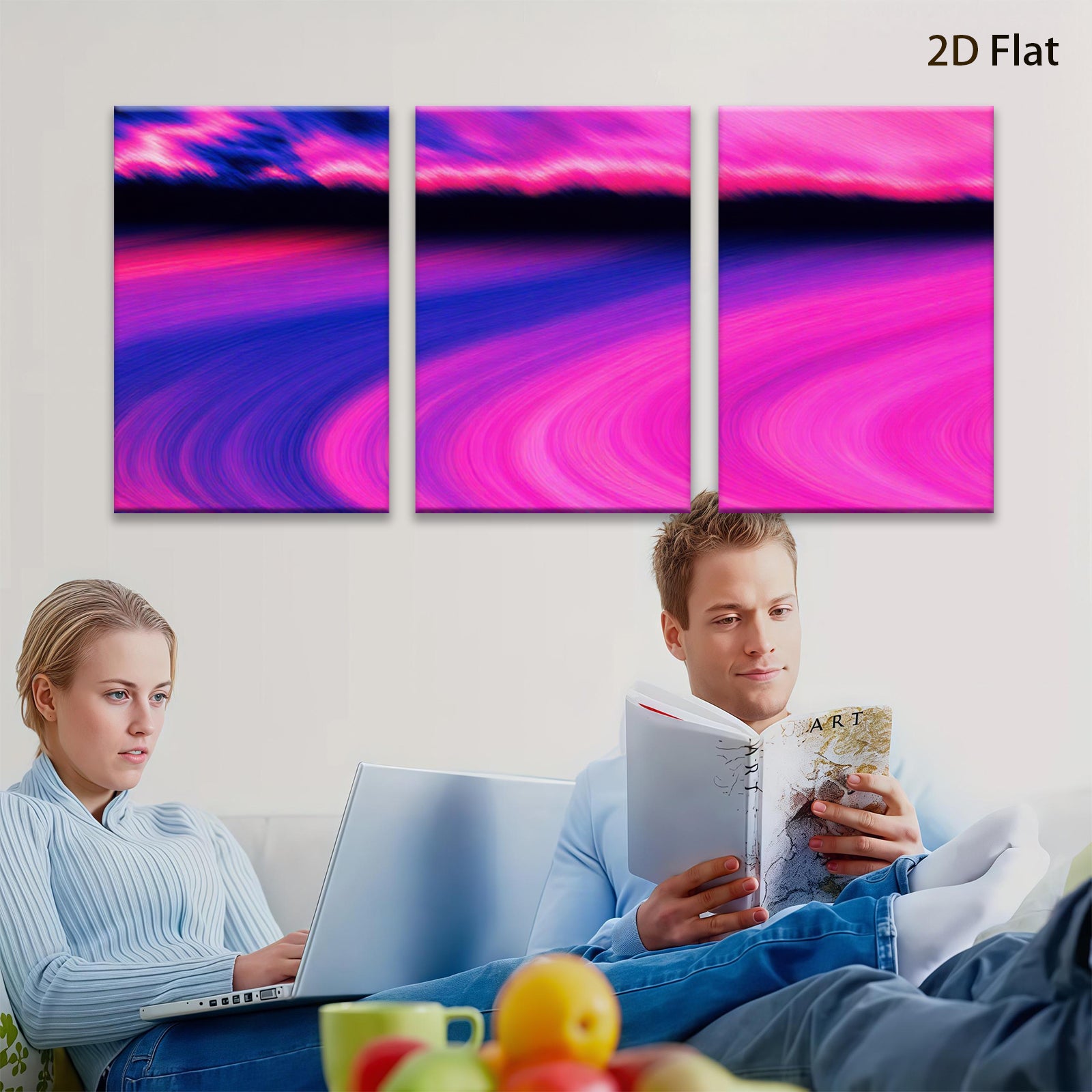 2D flat 1pc abstract pink waves modern wall art bedroom living room gallery wrapped canvas farmhouse style decor minimalist aesthetic trending now