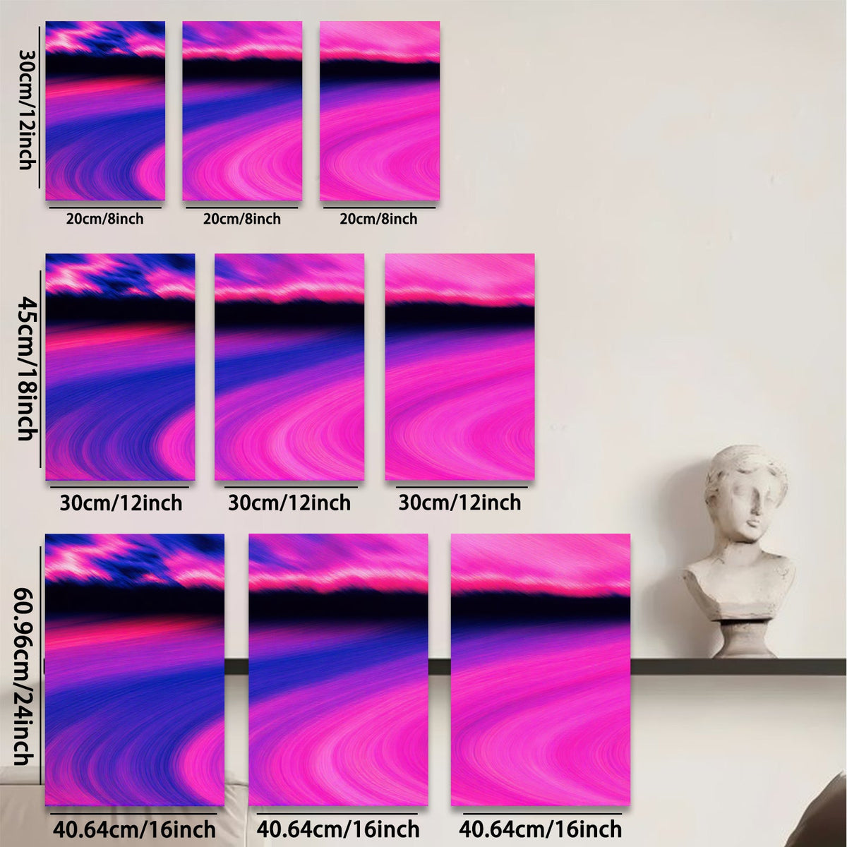 2D flat 1pc abstract pink waves modern wall art bedroom living room gallery wrapped canvas farmhouse style decor minimalist aesthetic trending now