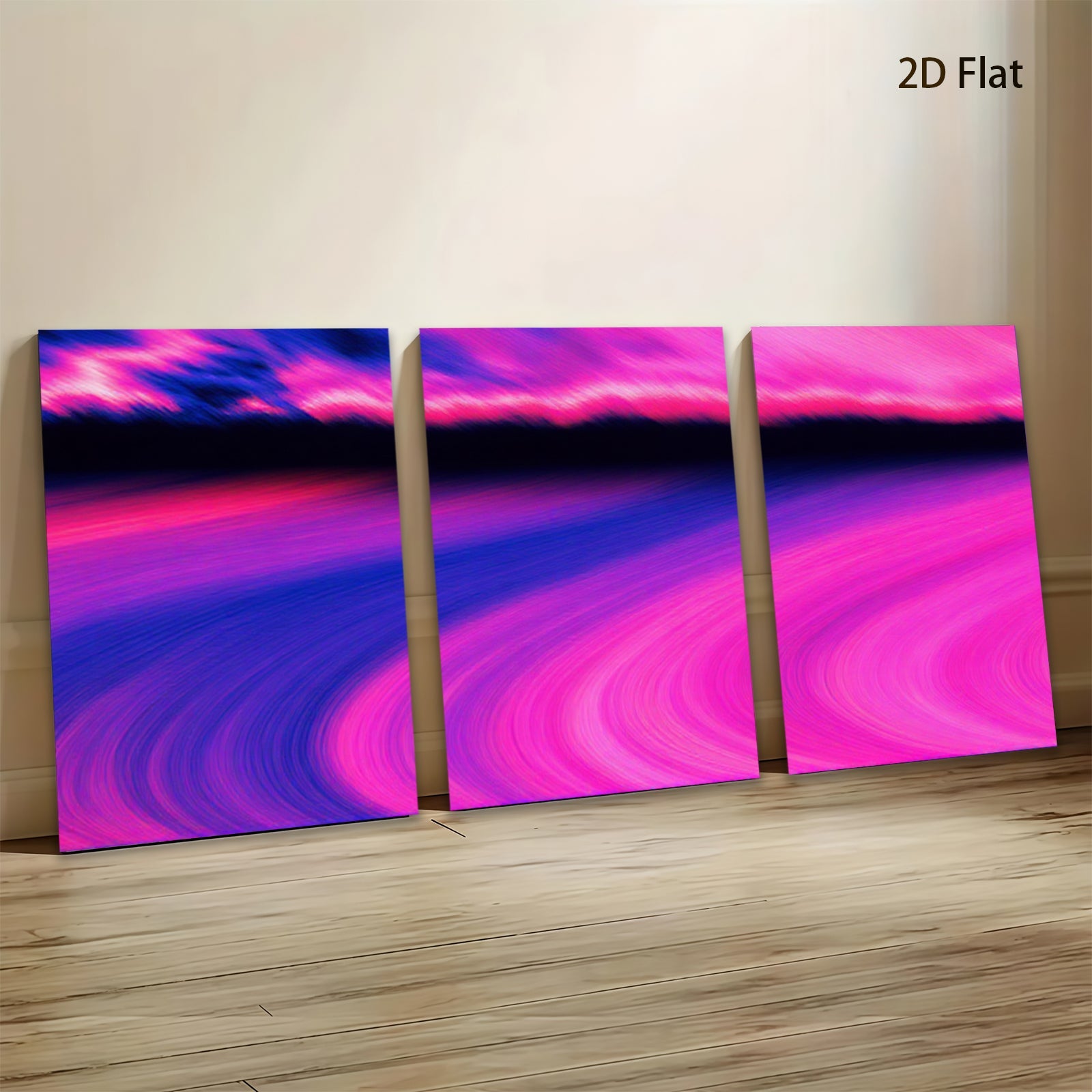 2D flat 1pc abstract pink waves modern wall art bedroom living room gallery wrapped canvas farmhouse style decor minimalist aesthetic trending now