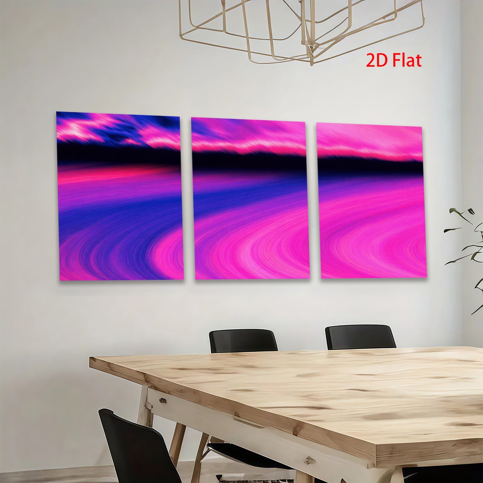 2D flat 1pc abstract pink waves modern wall art bedroom living room gallery wrapped canvas farmhouse style decor minimalist aesthetic trending now
