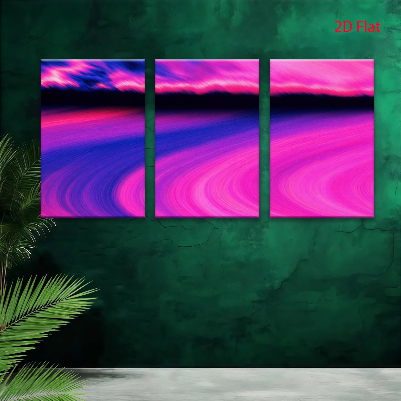 2D flat 1pc abstract pink waves modern wall art bedroom living room gallery wrapped canvas farmhouse style decor minimalist aesthetic trending now