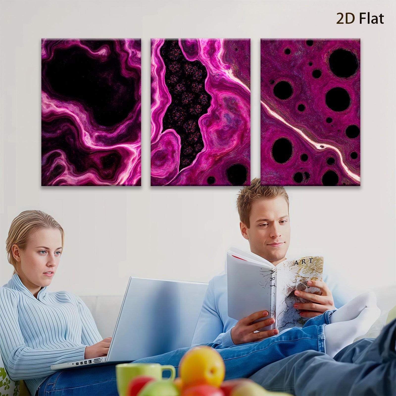 2D flat 1pc abstract purple marble swirls modern wall art decor for living room bedroom office farmhouse style gallery wrapped canvas prints