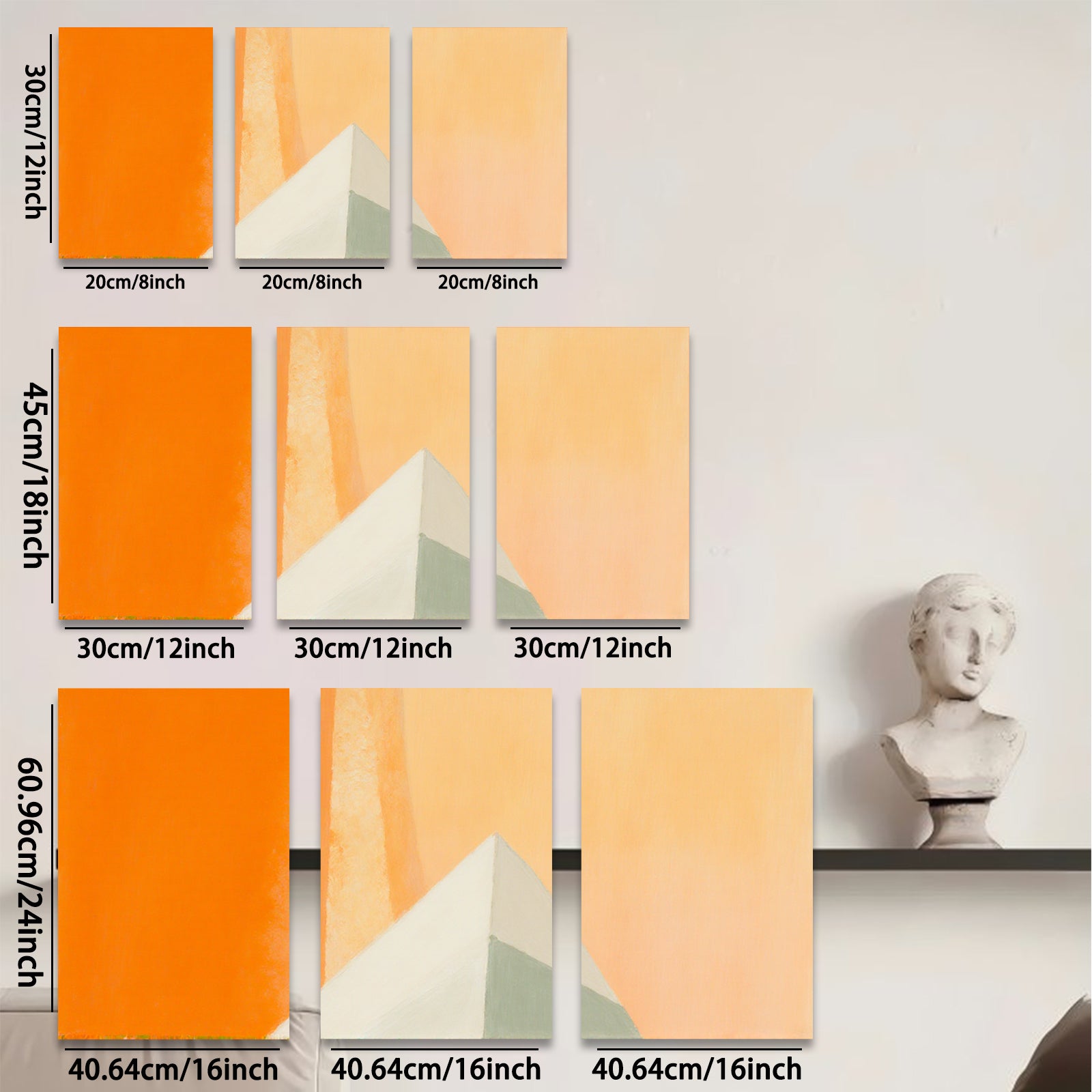 2D flat 1pc abstract pyramid geometric wall art modern minimalist canvas prints for living room bedroom office decor farmhouse style gallery wrapped ready to hang