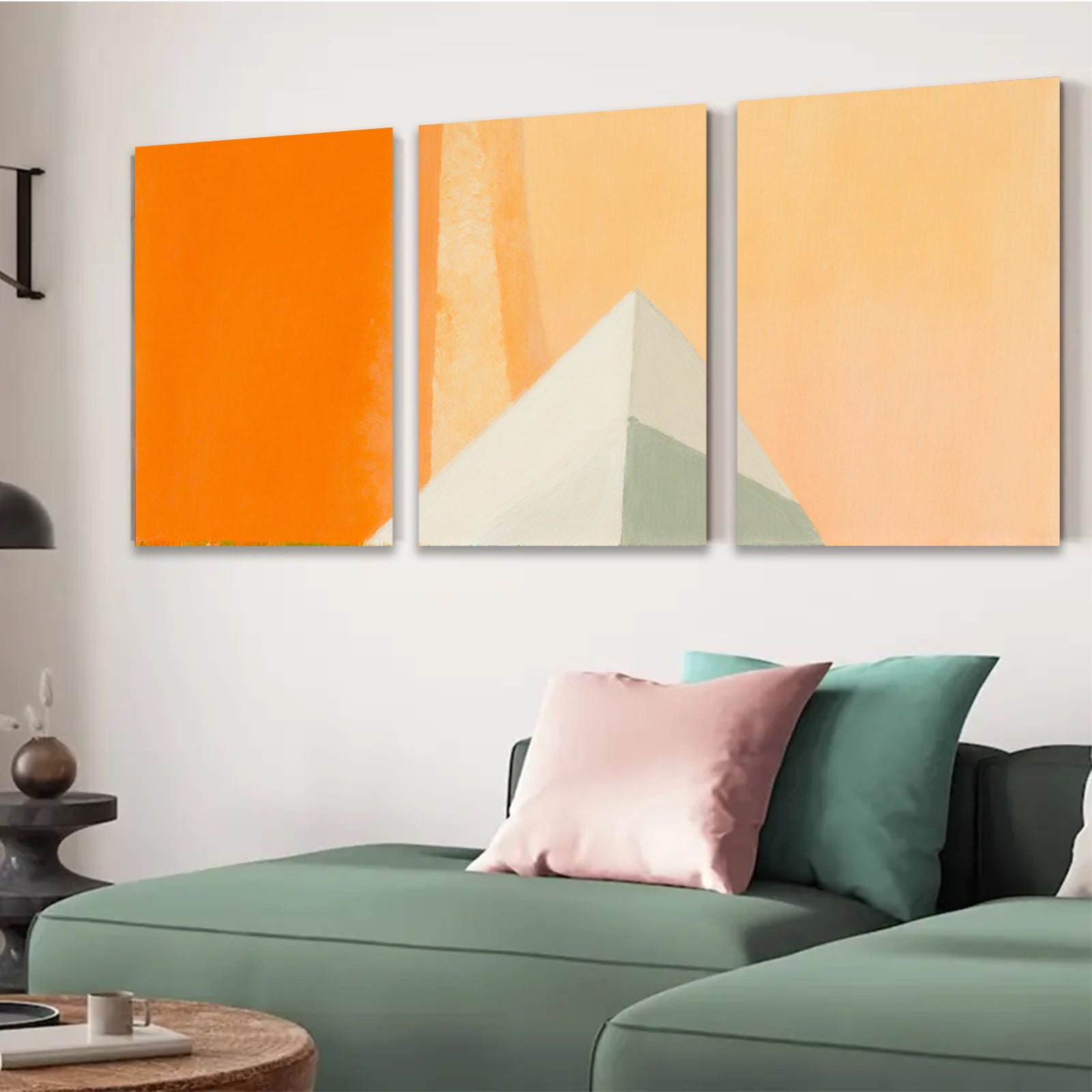 2D flat 1pc abstract pyramid geometric wall art modern minimalist canvas prints for living room bedroom office decor farmhouse style gallery wrapped ready to hang