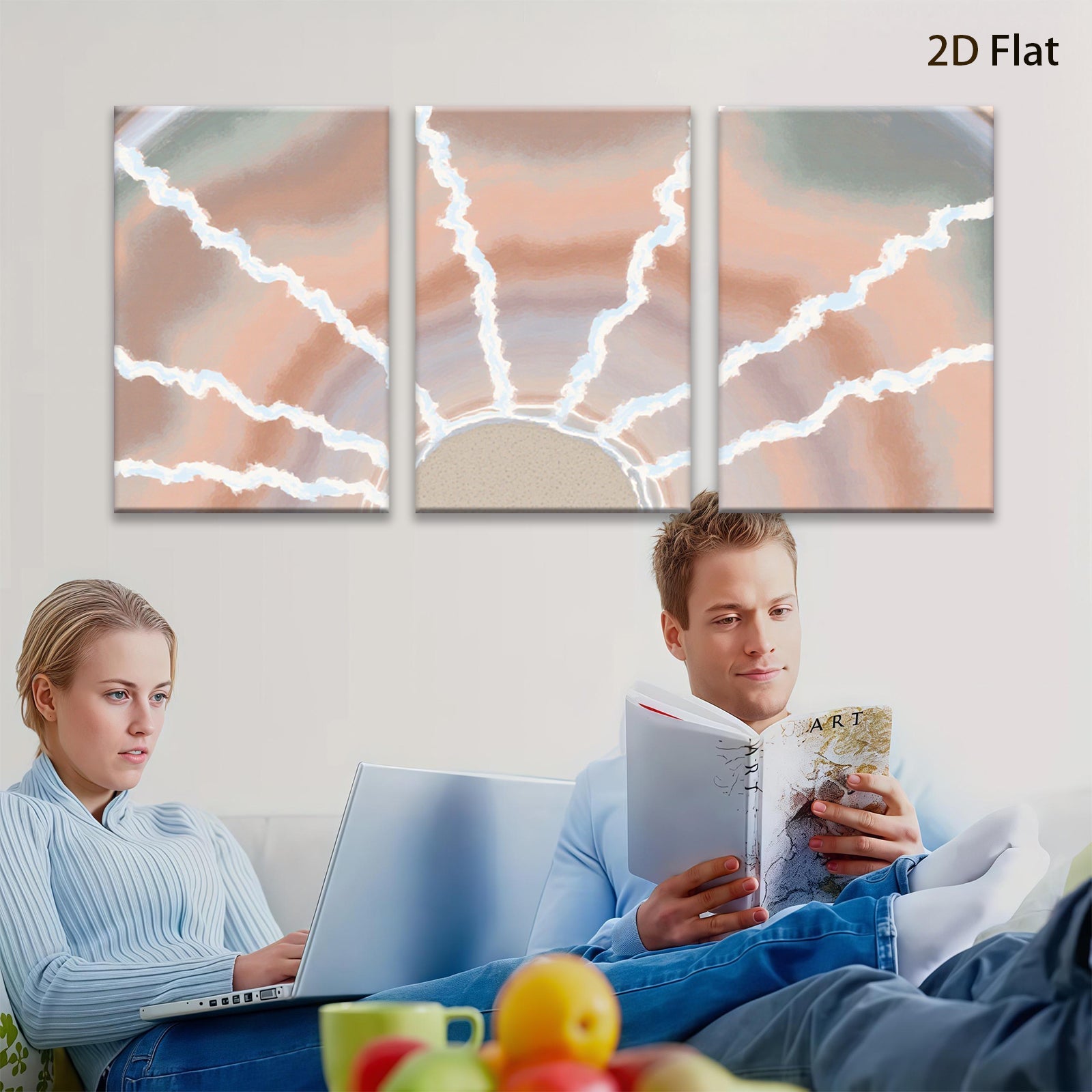 2D flat 1pc abstract radial burst warm tones modern farmhouse wall art living room bedroom decor gallery wrapped canvas prints statement piece cozy vibes trending now