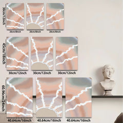 2D flat 1pc abstract radial burst warm tones modern farmhouse wall art living room bedroom decor gallery wrapped canvas prints statement piece cozy vibes trending now