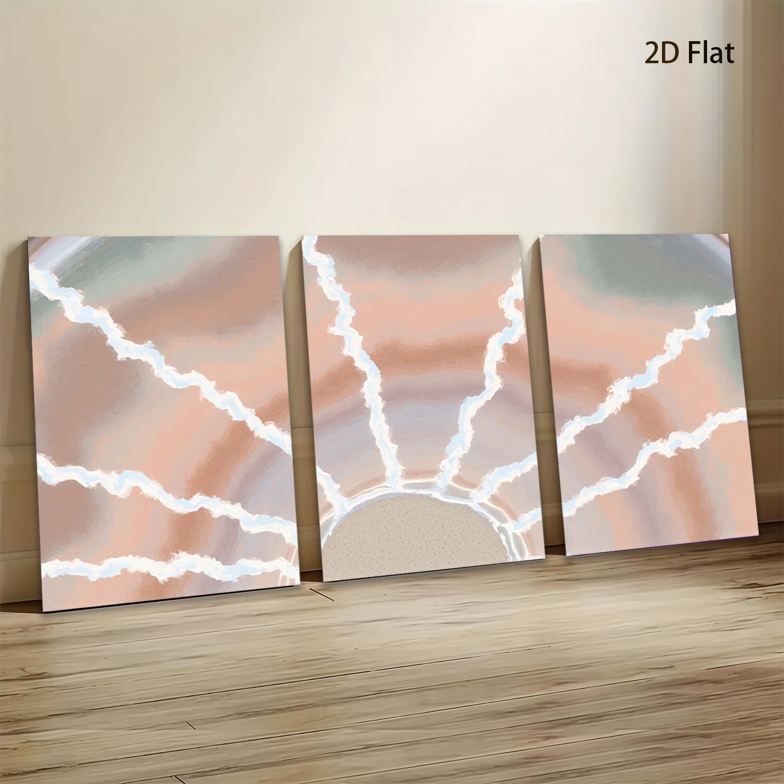 2D flat 1pc abstract radial burst warm tones modern farmhouse wall art living room bedroom decor gallery wrapped canvas prints statement piece cozy vibes trending now