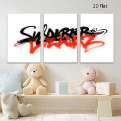 2D flat 1pc abstract red black brushstroke wall art modern minimalist canvas prints living room bedroom decor farmhouse style gallery wrapped ready to hang large size statement piece