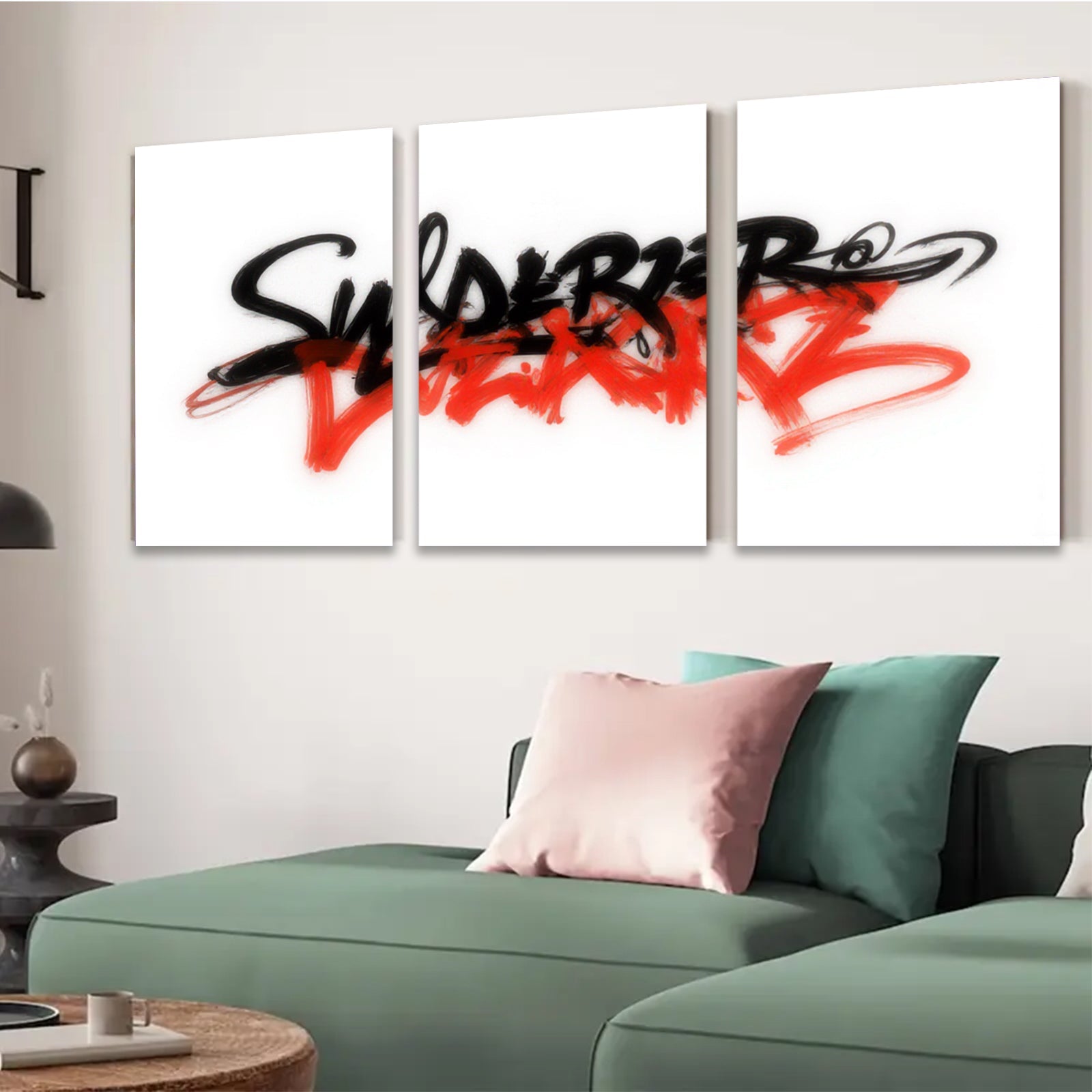 2D flat 1pc abstract red black brushstroke wall art modern minimalist canvas prints living room bedroom decor farmhouse style gallery wrapped ready to hang large size statement piece