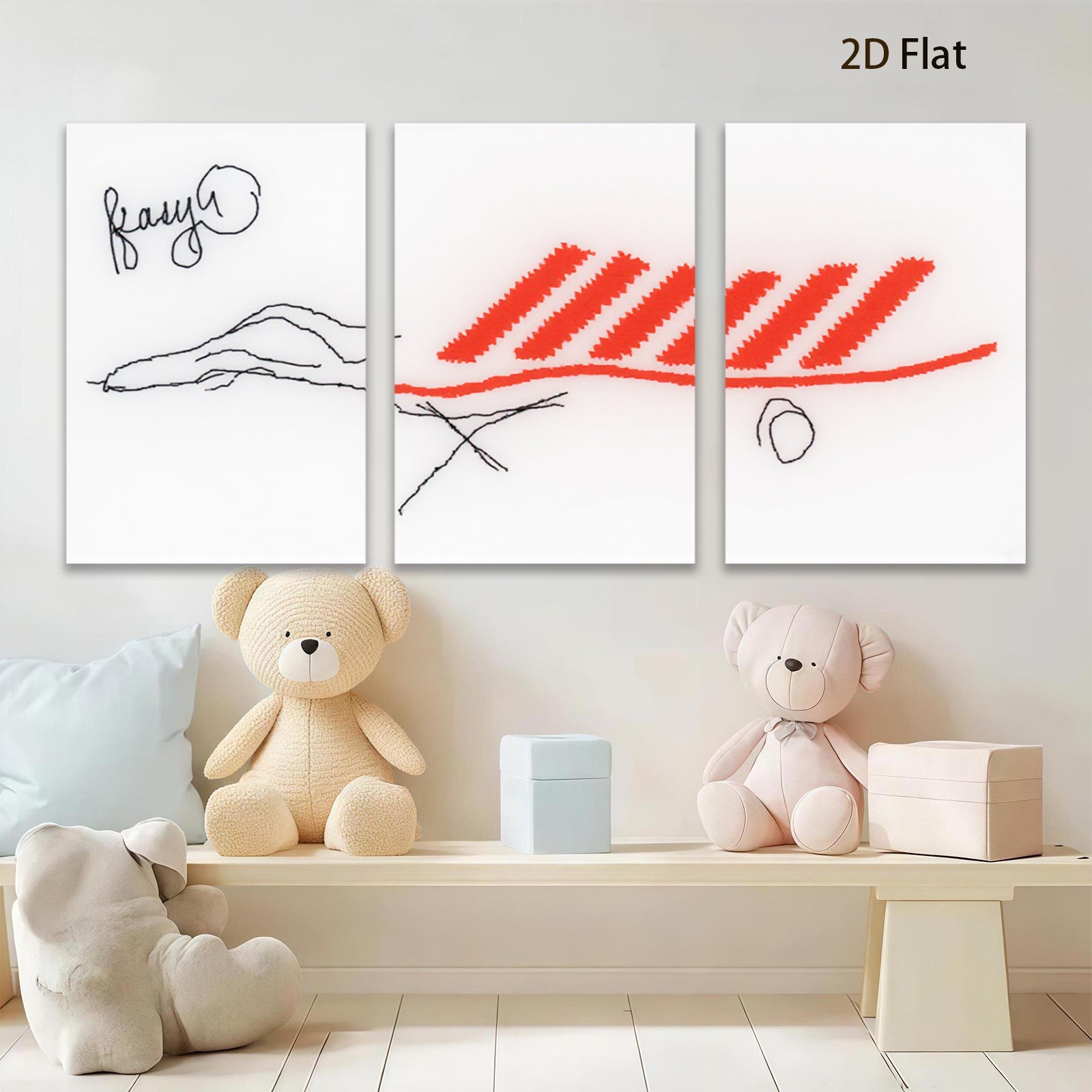2D flat 1pc abstract red line art wall decor modern minimalist canvas prints living room bedroom office farmhouse style gallery wrapped ready to hang