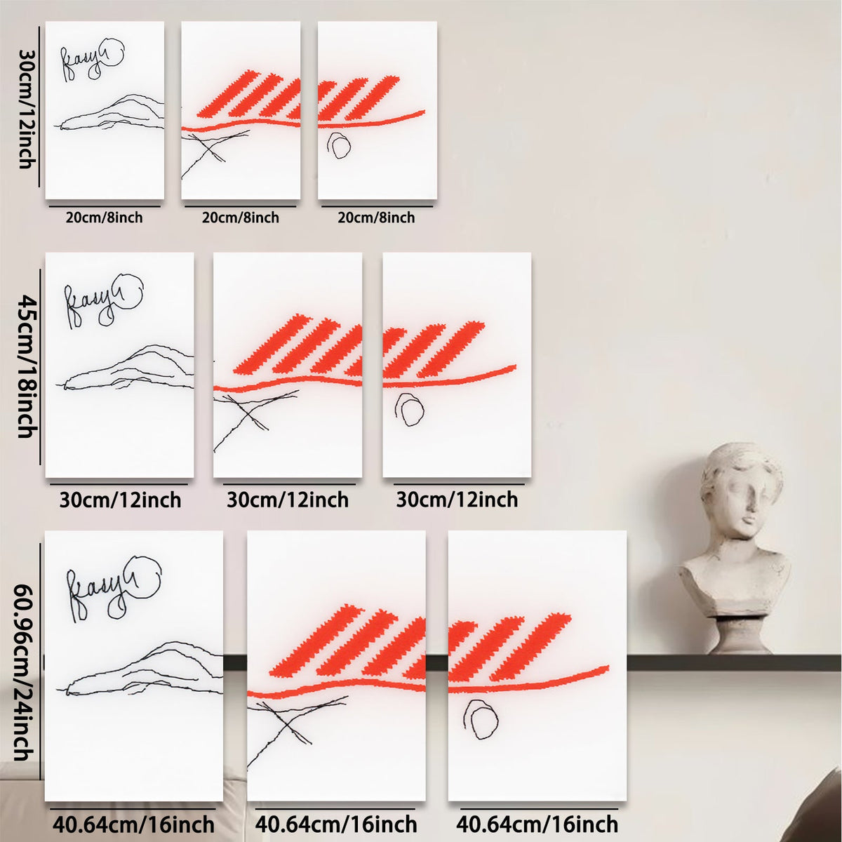 2D flat 1pc abstract red line art wall decor modern minimalist canvas prints living room bedroom office farmhouse style gallery wrapped ready to hang