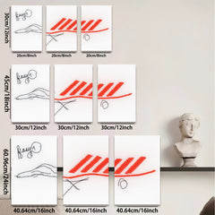 2D flat 1pc abstract red line art wall decor modern minimalist canvas prints living room bedroom office farmhouse style gallery wrapped ready to hang