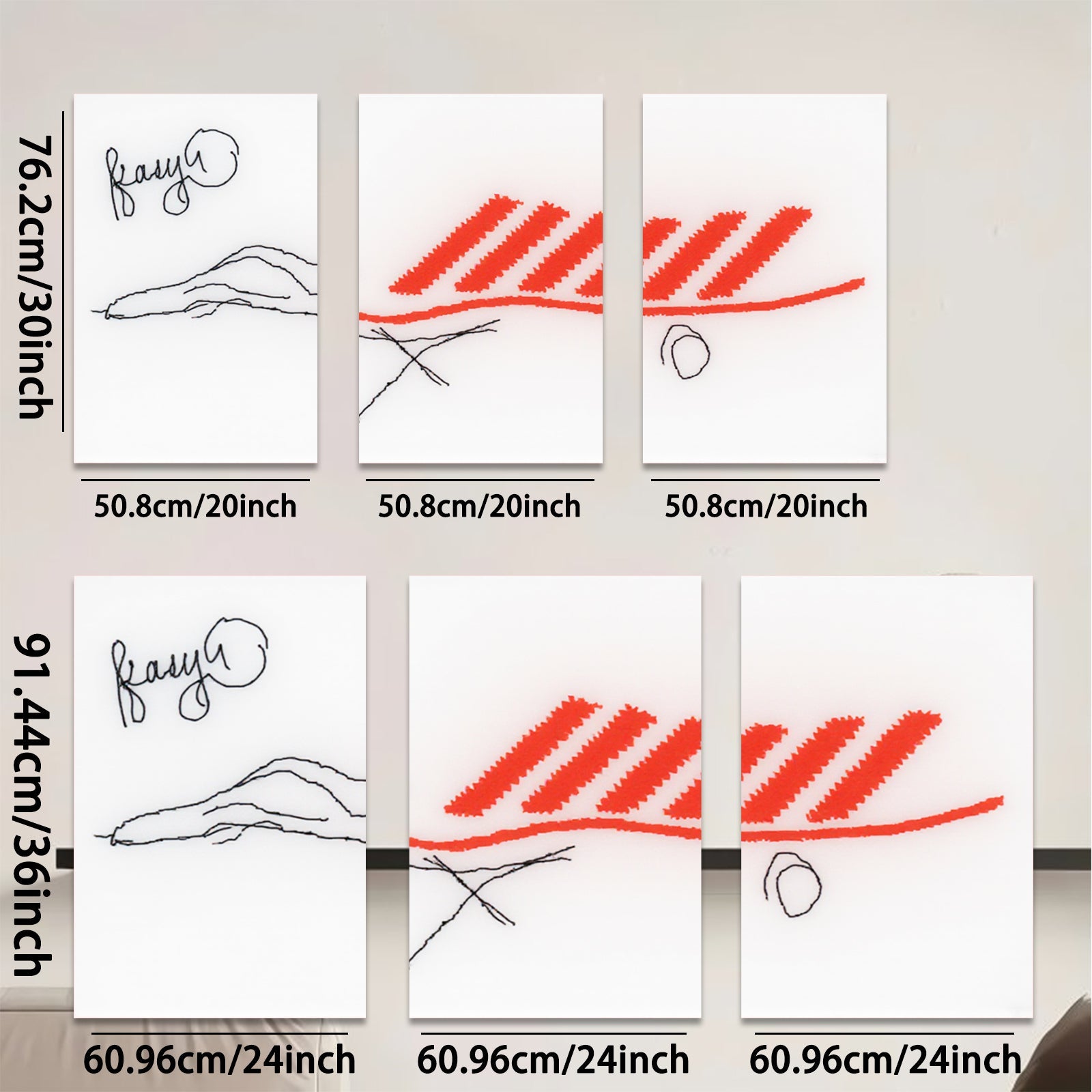 2D flat 1pc abstract red line art wall decor modern minimalist canvas prints living room bedroom office farmhouse style gallery wrapped ready to hang