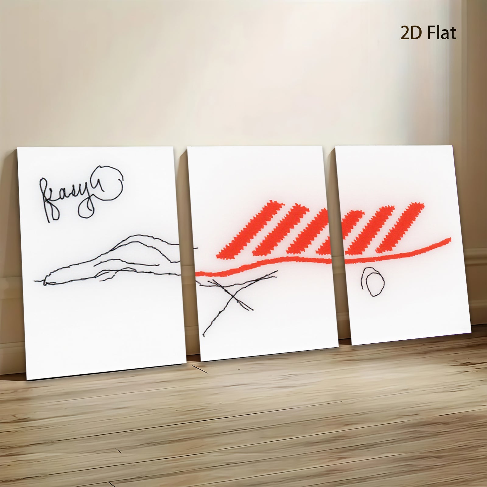 2D flat 1pc abstract red line art wall decor modern minimalist canvas prints living room bedroom office farmhouse style gallery wrapped ready to hang