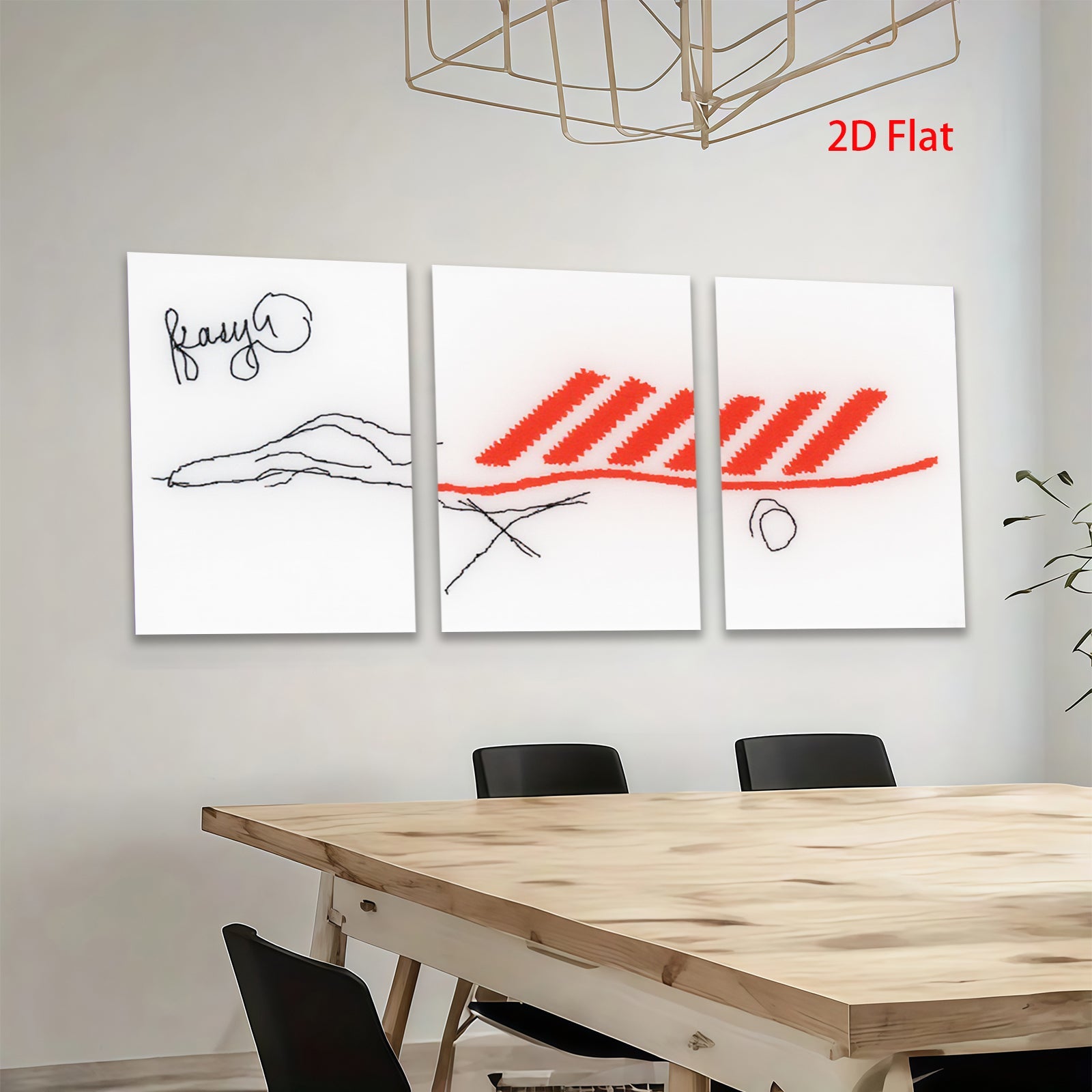 2D flat 1pc abstract red line art wall decor modern minimalist canvas prints living room bedroom office farmhouse style gallery wrapped ready to hang