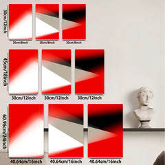 2D flat 1pc abstract red white geometric wall art modern minimalist canvas prints for living room bedroom office decor farmhouse style gallery wrapped timeless elegance