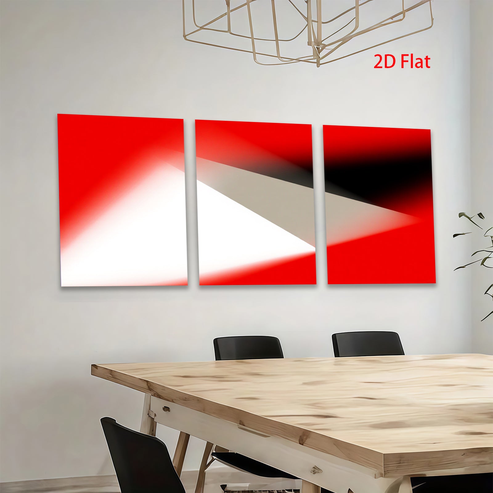 2D flat 1pc abstract red white geometric wall art modern minimalist canvas prints for living room bedroom office decor farmhouse style gallery wrapped timeless elegance