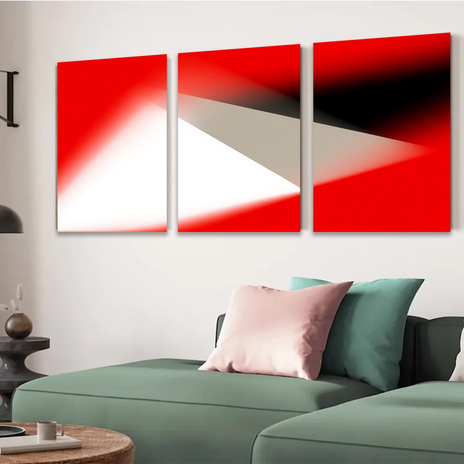 2D flat 1pc abstract red white geometric wall art modern minimalist canvas prints for living room bedroom office decor farmhouse style gallery wrapped timeless elegance