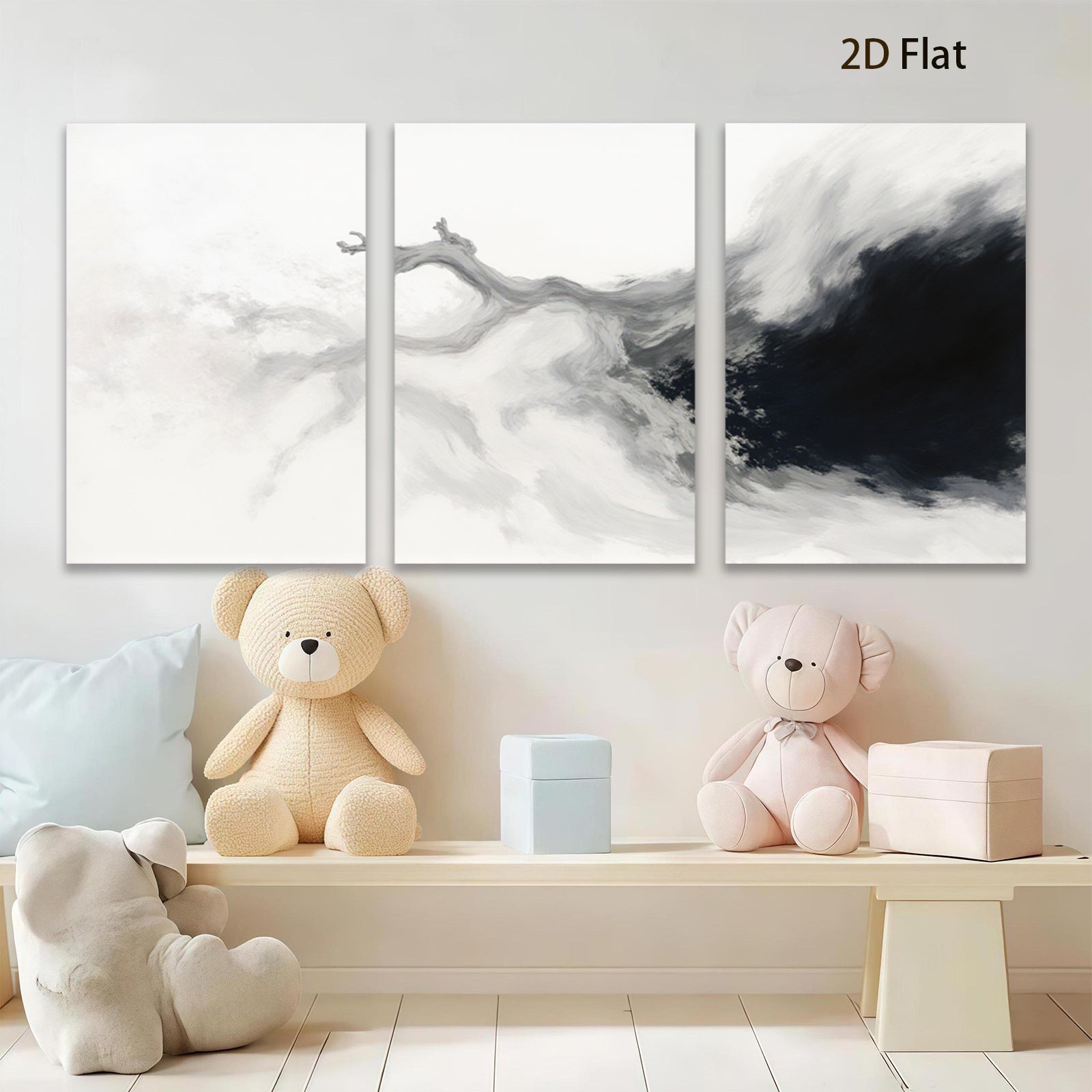 2D flat 1pc abstract smoke wave wall art modern minimalist canvas print for living room bedroom office home decor farmhouse style gallery wrapped ready to hang
