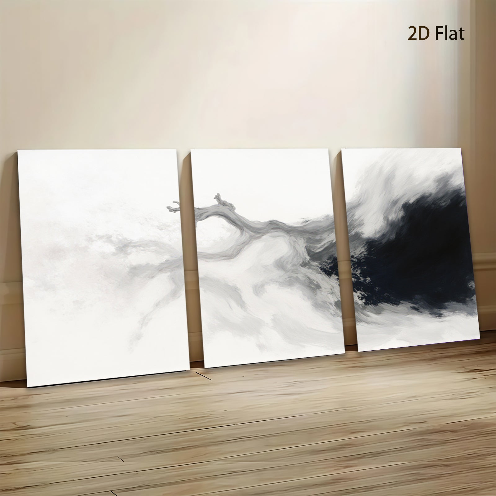 2D flat 1pc abstract smoke wave wall art modern minimalist canvas print for living room bedroom office home decor farmhouse style gallery wrapped ready to hang