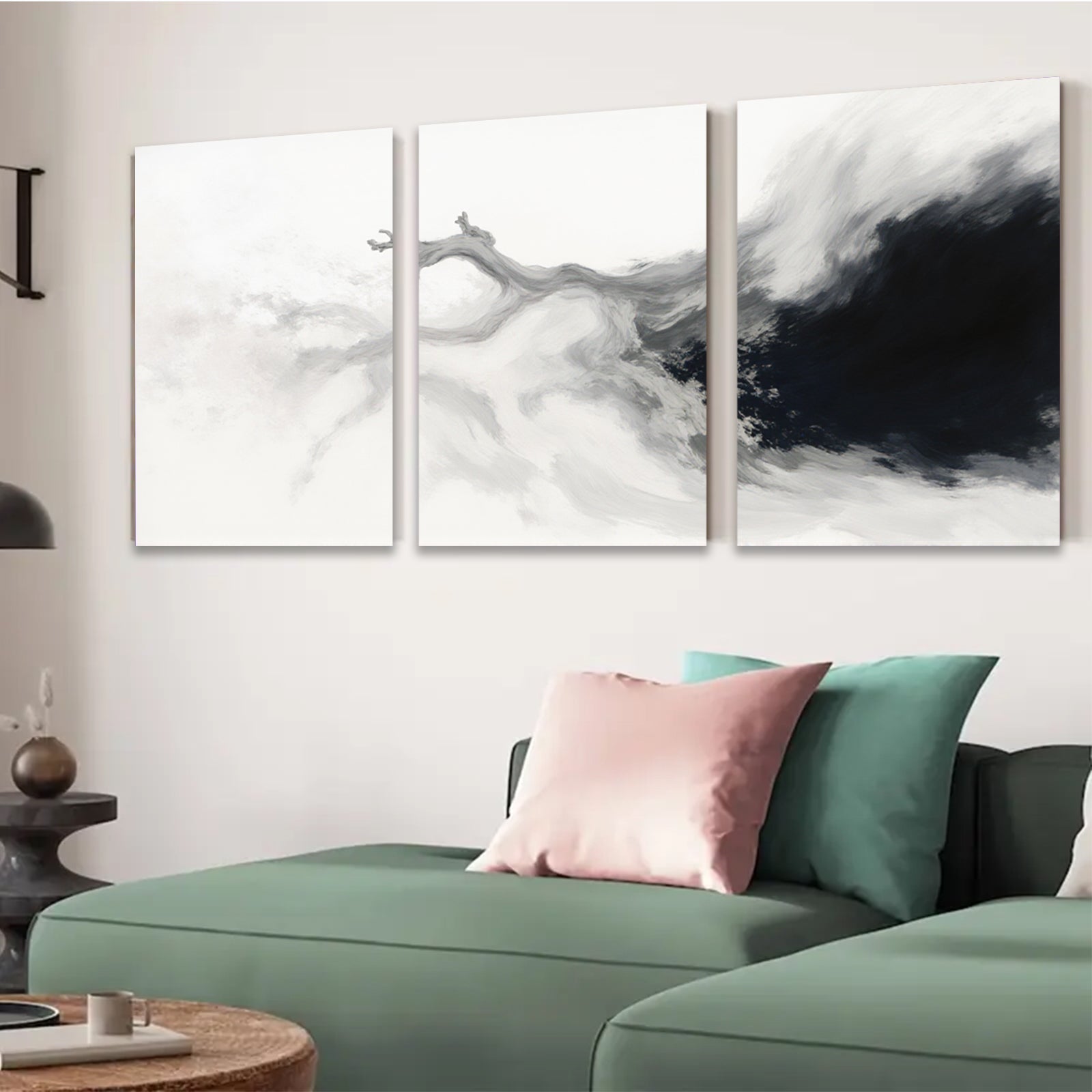 2D flat 1pc abstract smoke wave wall art modern minimalist canvas print for living room bedroom office home decor farmhouse style gallery wrapped ready to hang